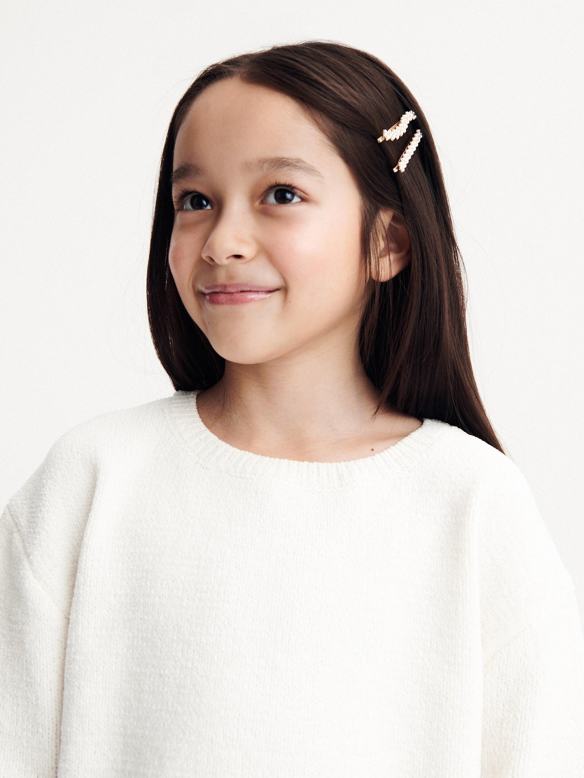 White Hairpins And Hair Clip Set, , large image number 1