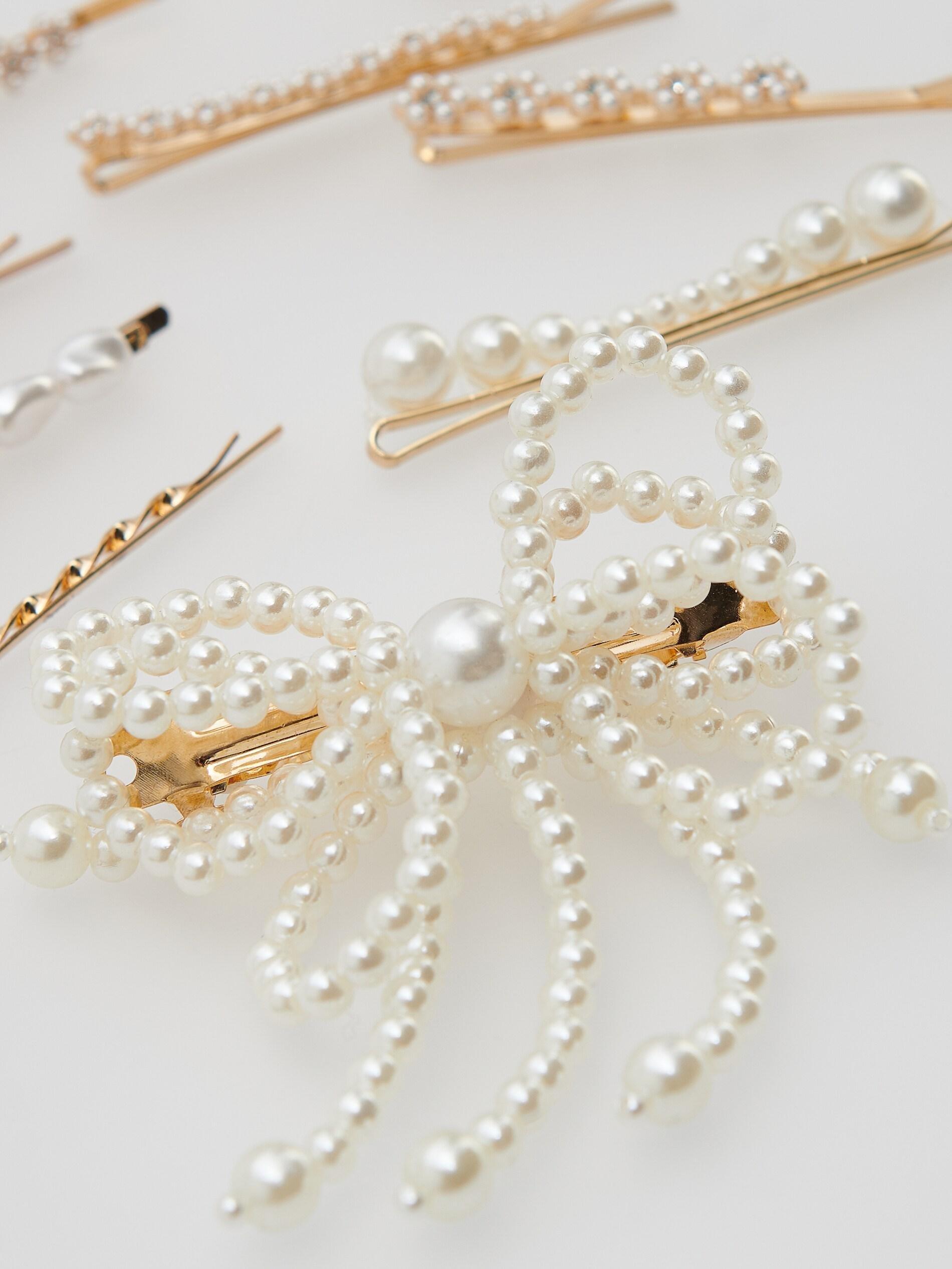 White Hairpins And Hair Clip Set, , large image number 2