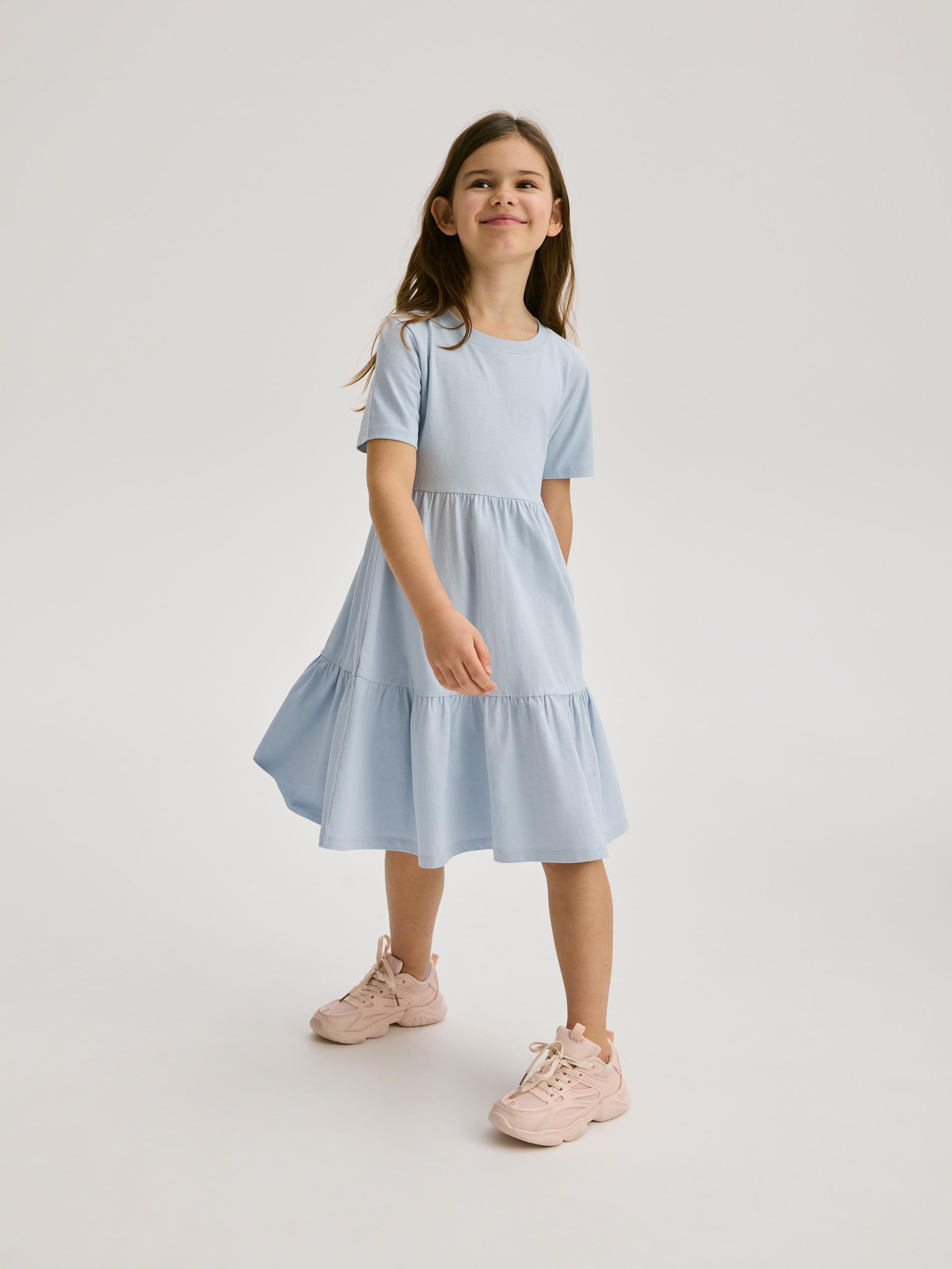 Blue Cotton Dress, Blue, large image number 1