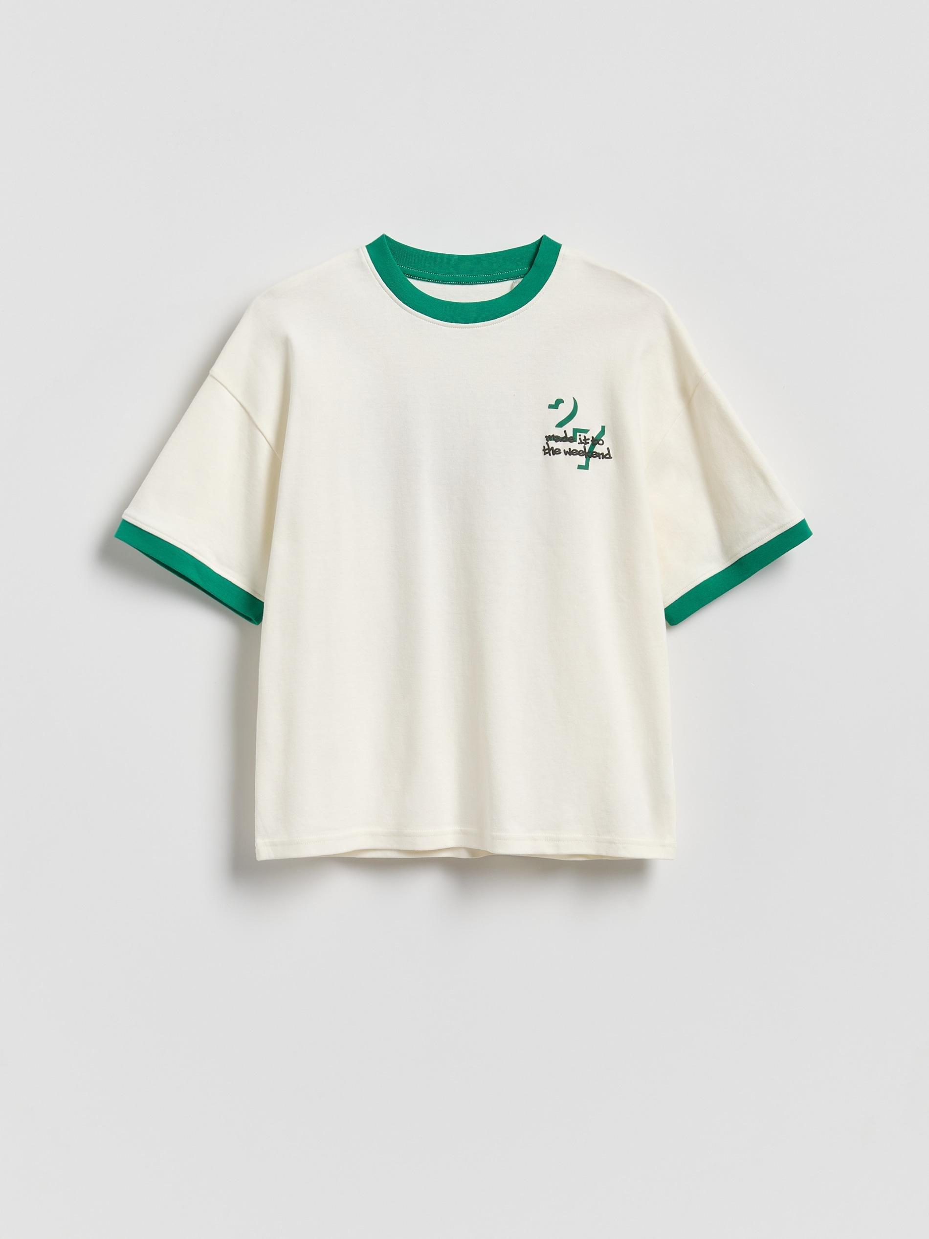 Cream Cotton T-Shirt, Ivory, large image number 1