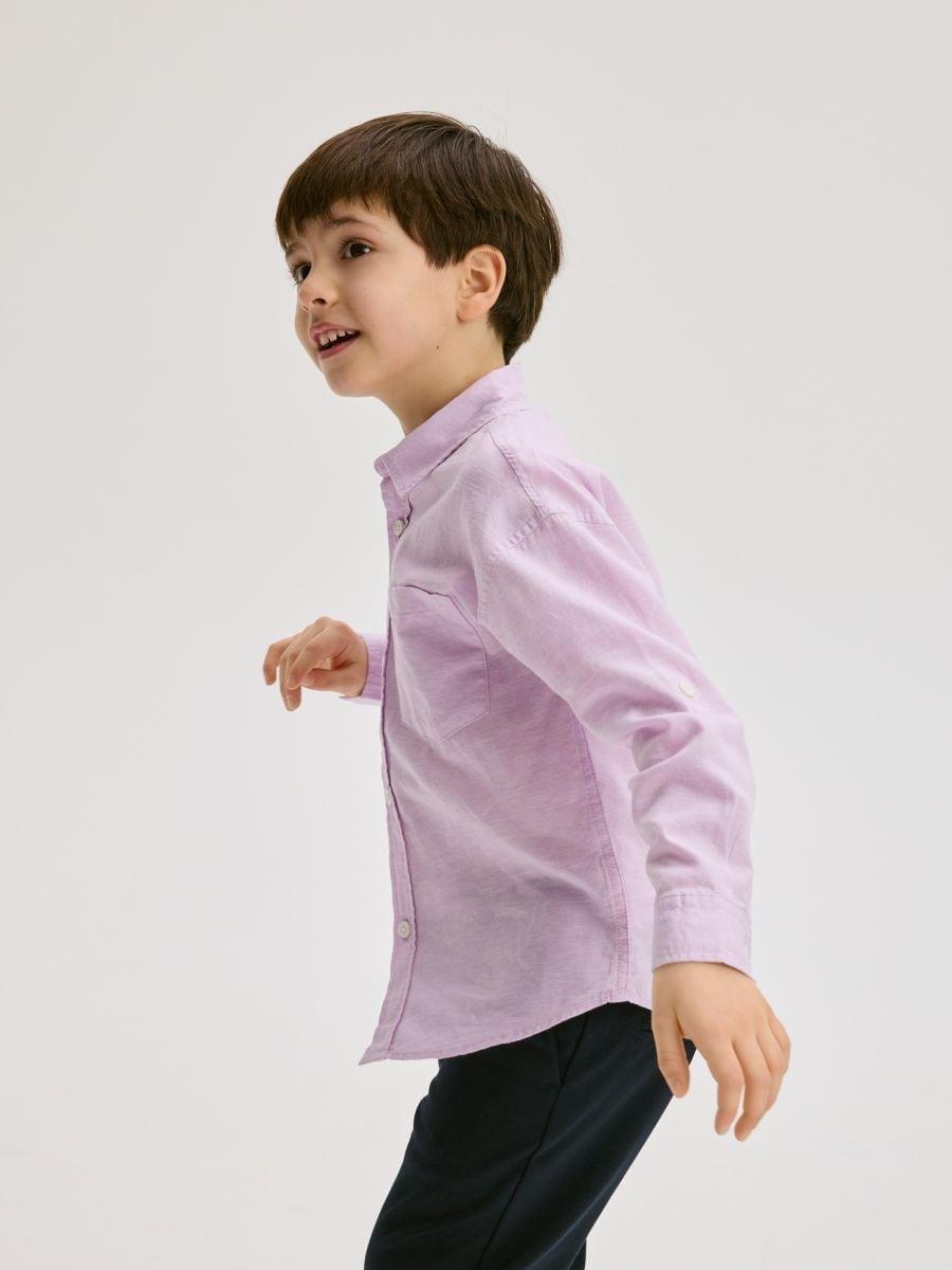 Purple Oversized Shirt With Linen Blend, Purple, large image number 1