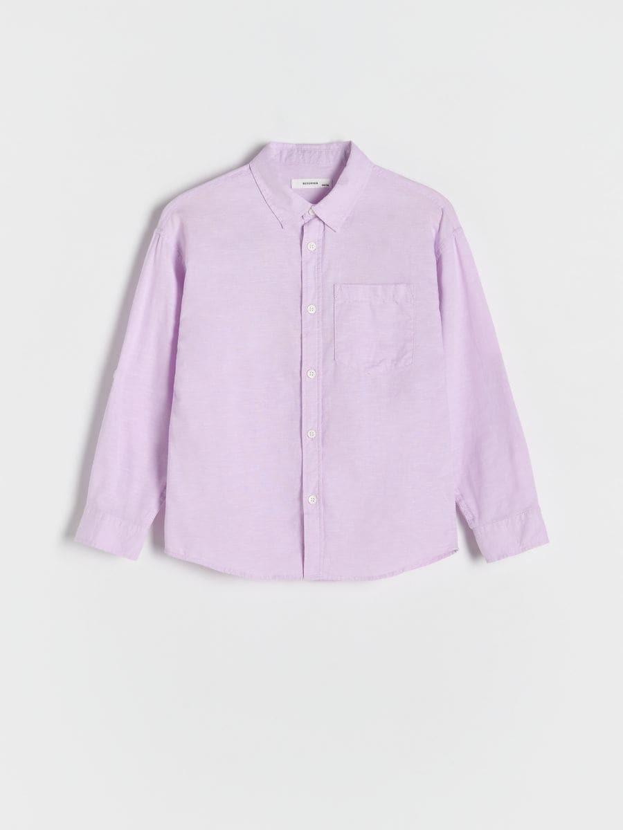 Purple Oversized Shirt With Linen Blend, Purple, large image number 2