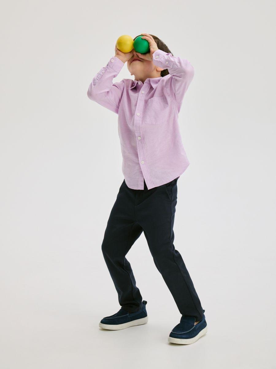 Purple Oversized Shirt With Linen Blend, Purple, large image number 3