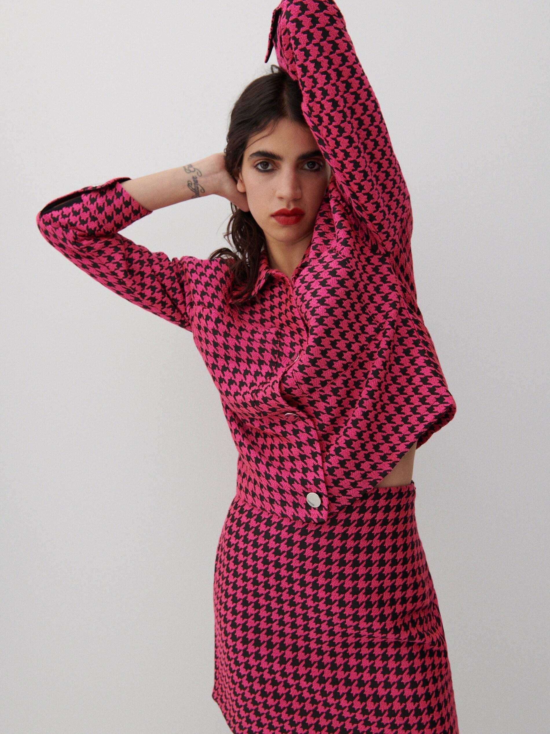 Multicolor Dogtooth Print Shirt, Women, , large image number 0