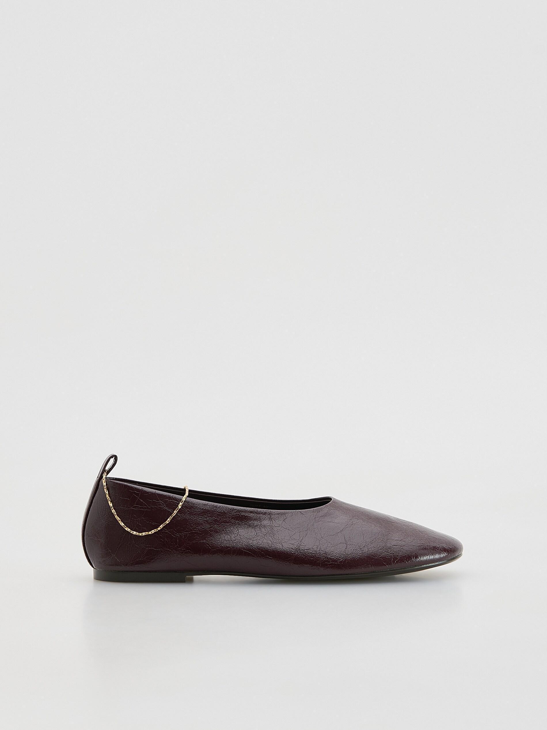Burgundy Flat Ballerinas, Burgundy, medium