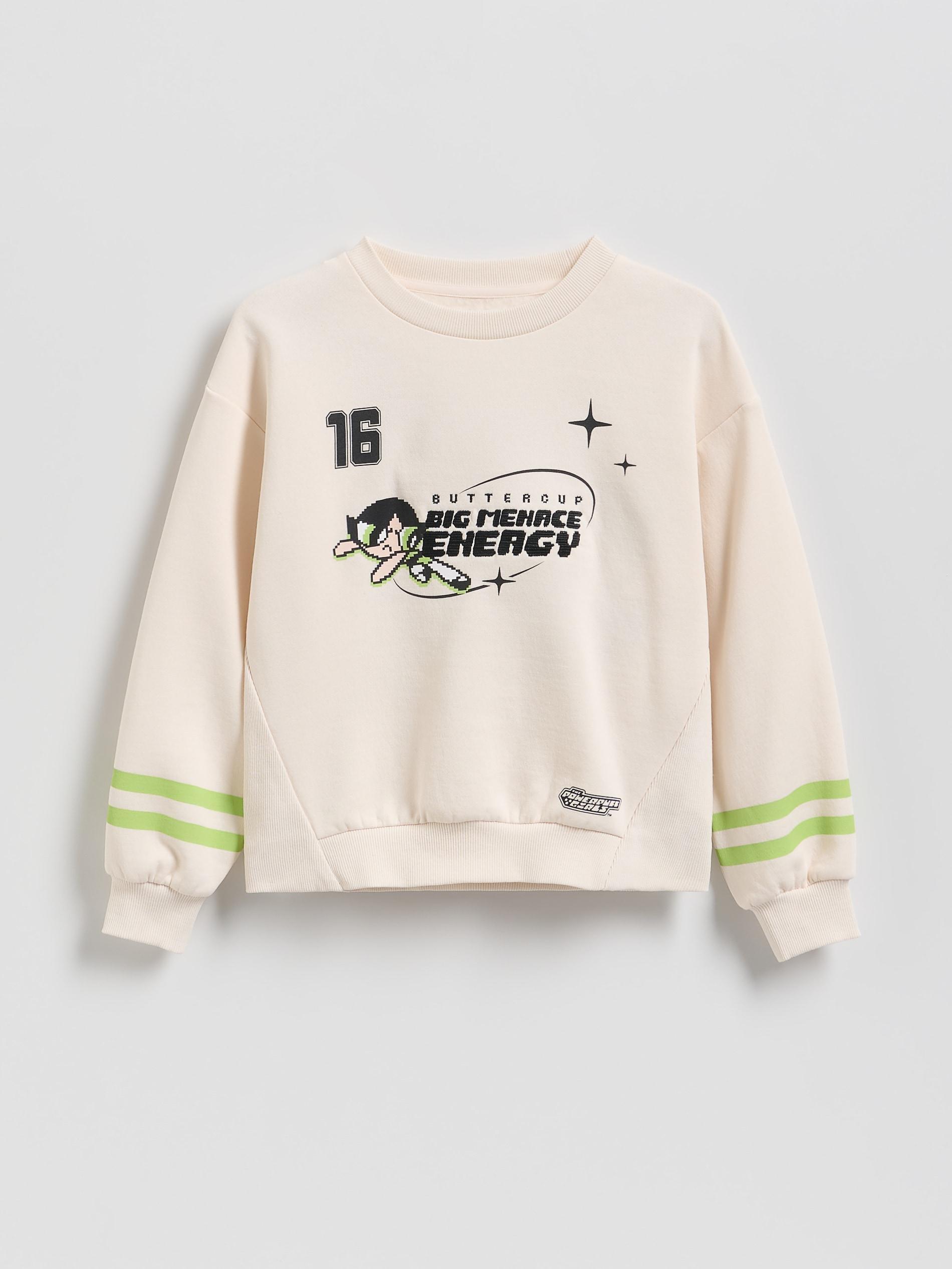 Beige Powerpuff Girls Sweatshirt, Ivory, large image number 3