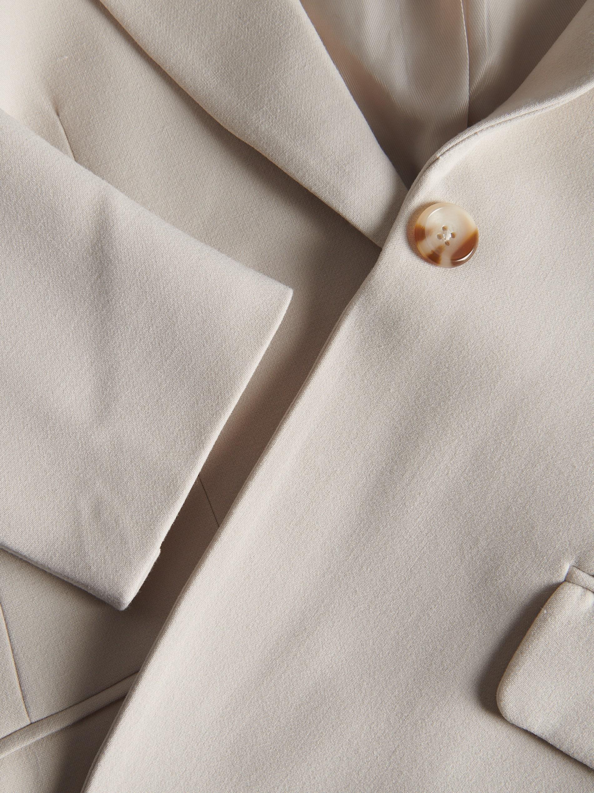 Beige Plain Single Breasted Blazer, Beige, medium