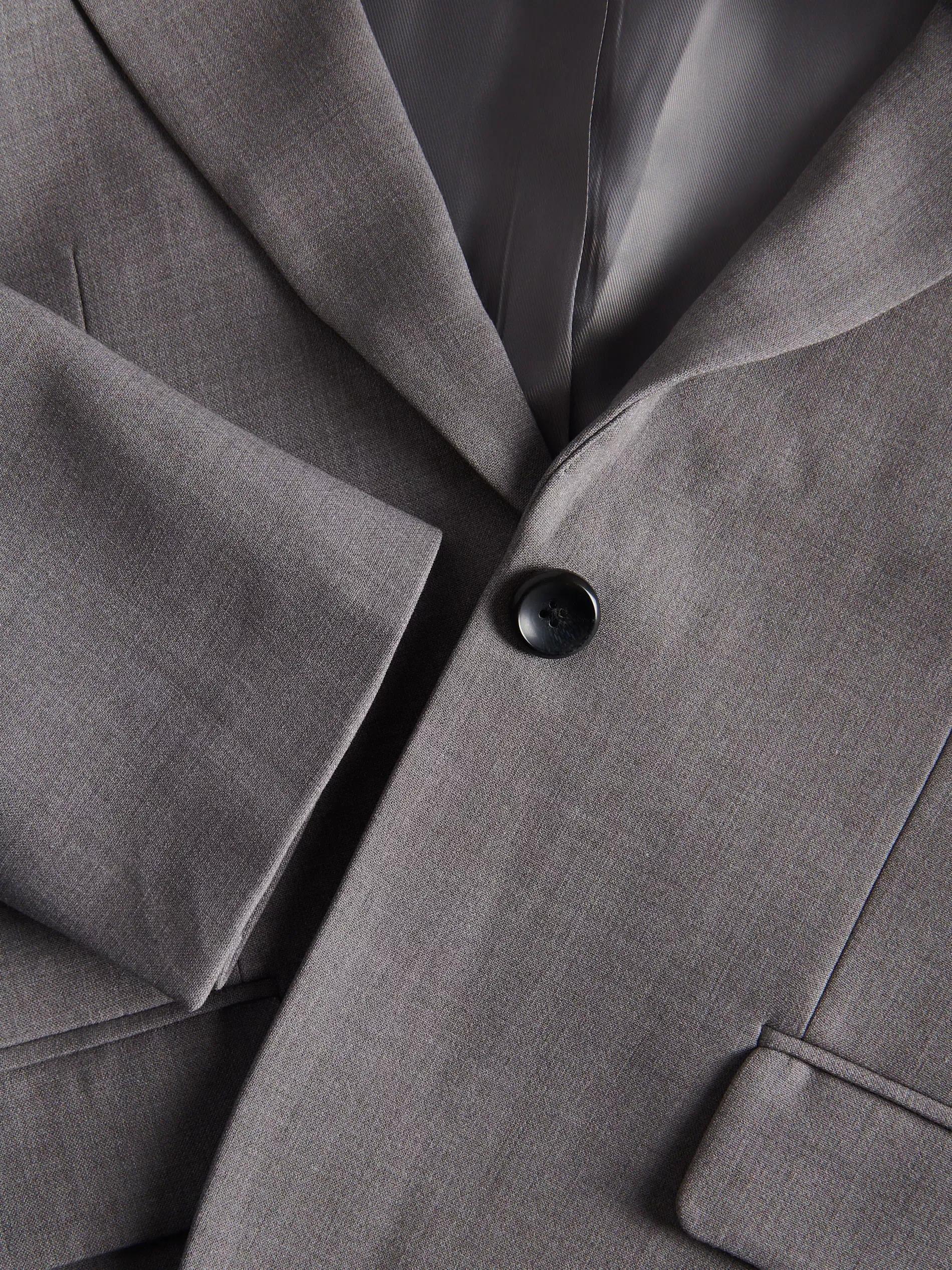 Grey Plain Single Breasted Blazer, , large image number 1