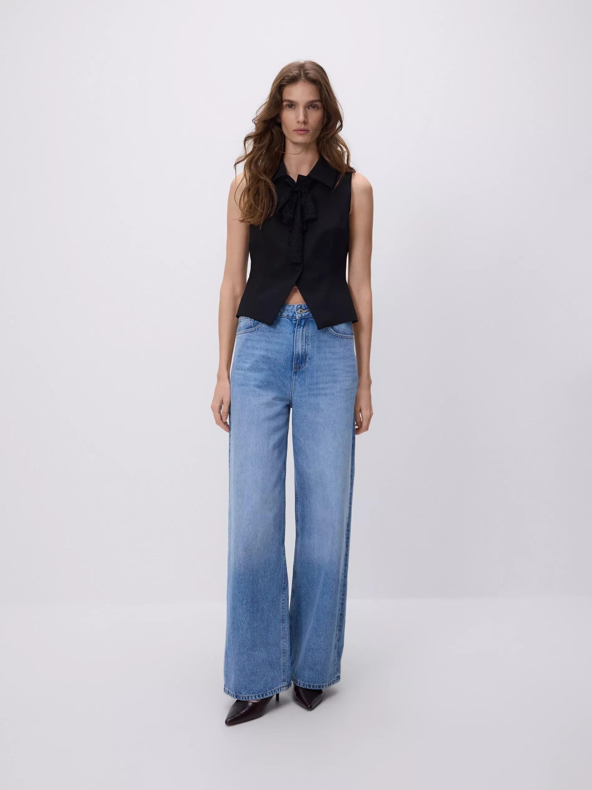 Black Vest With Tie Detail, Black, large image number 2