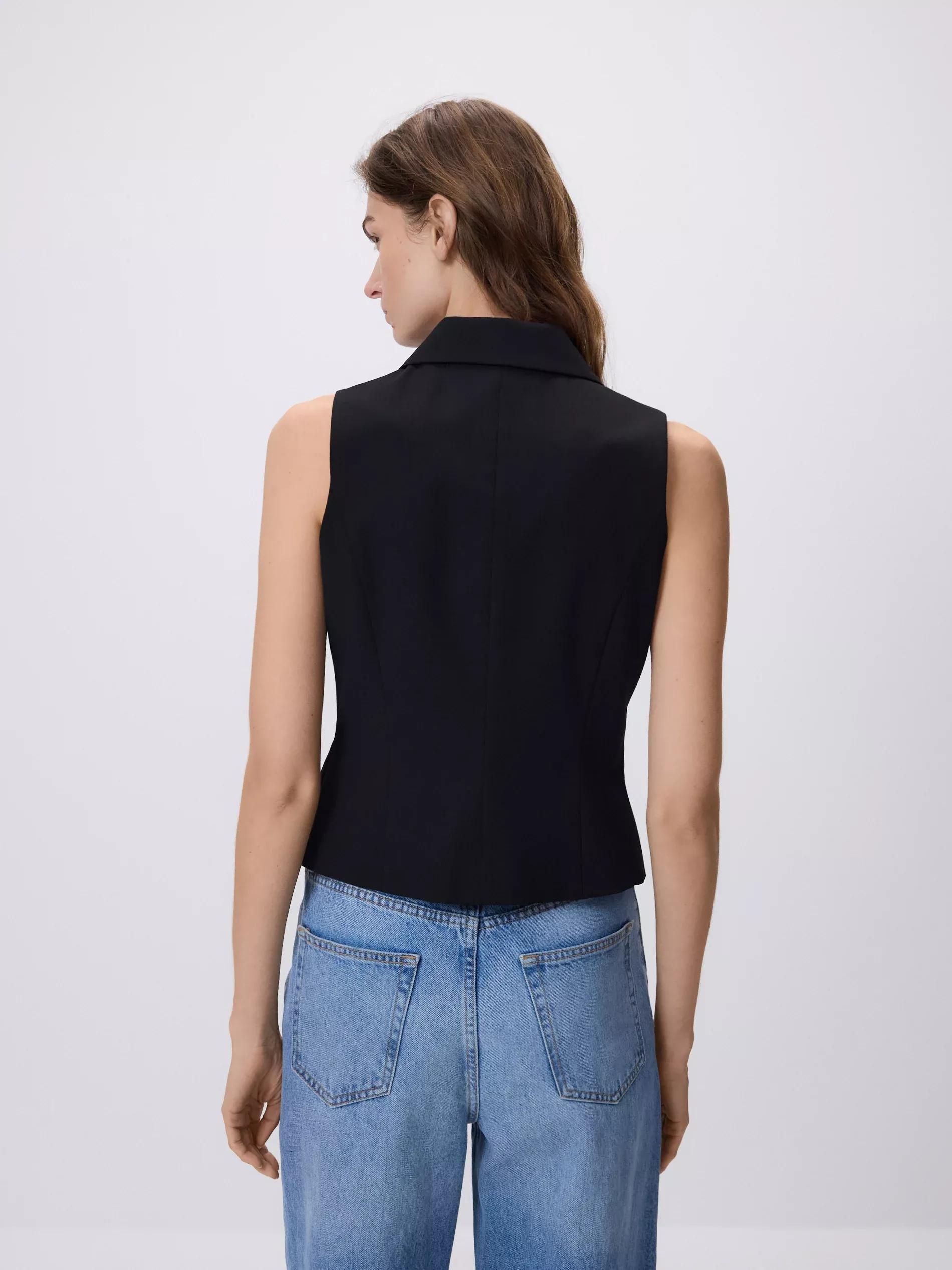 Black Vest With Tie Detail, Black, large image number 3