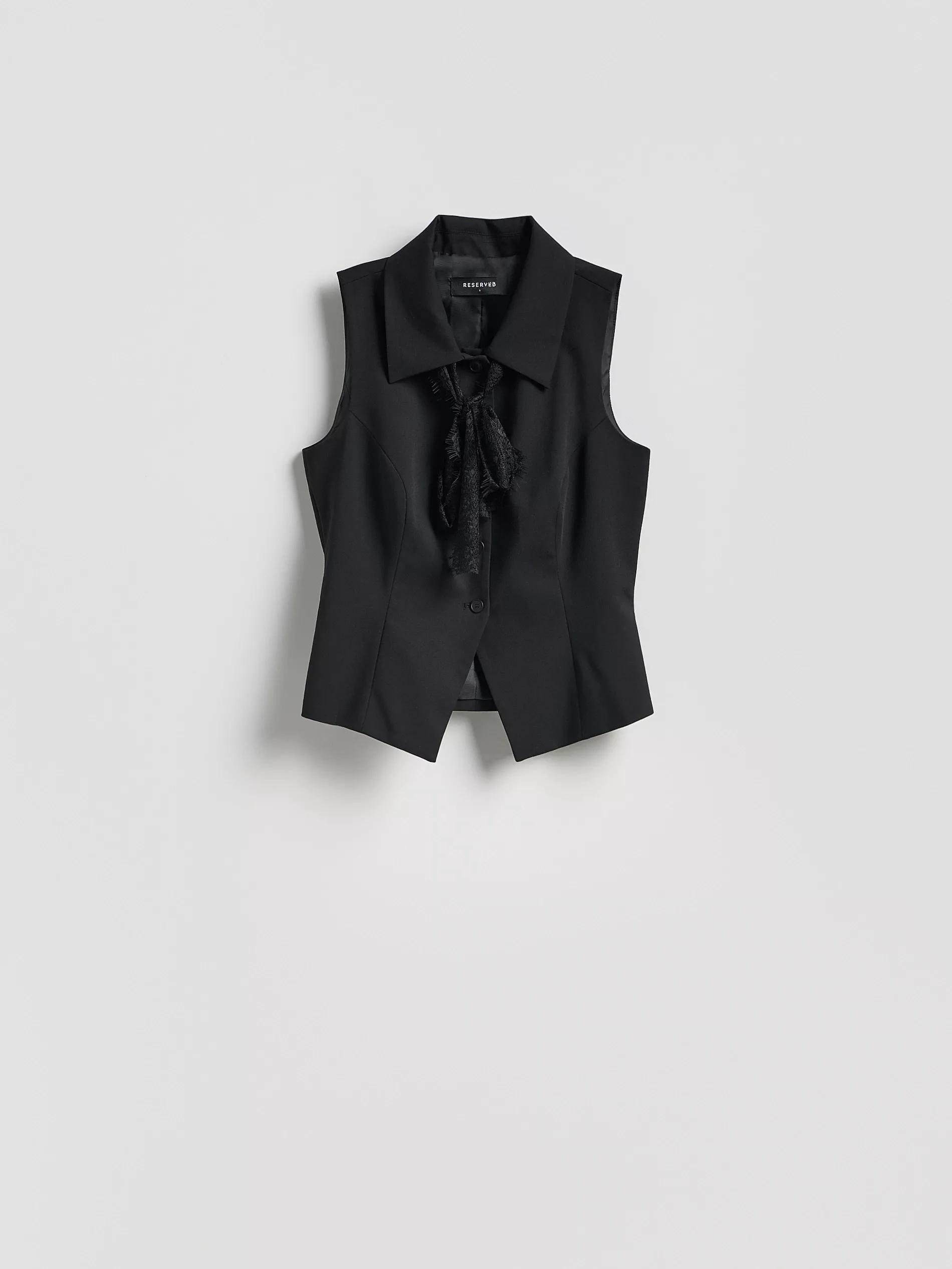 Black Vest With Tie Detail, Black, large image number 4