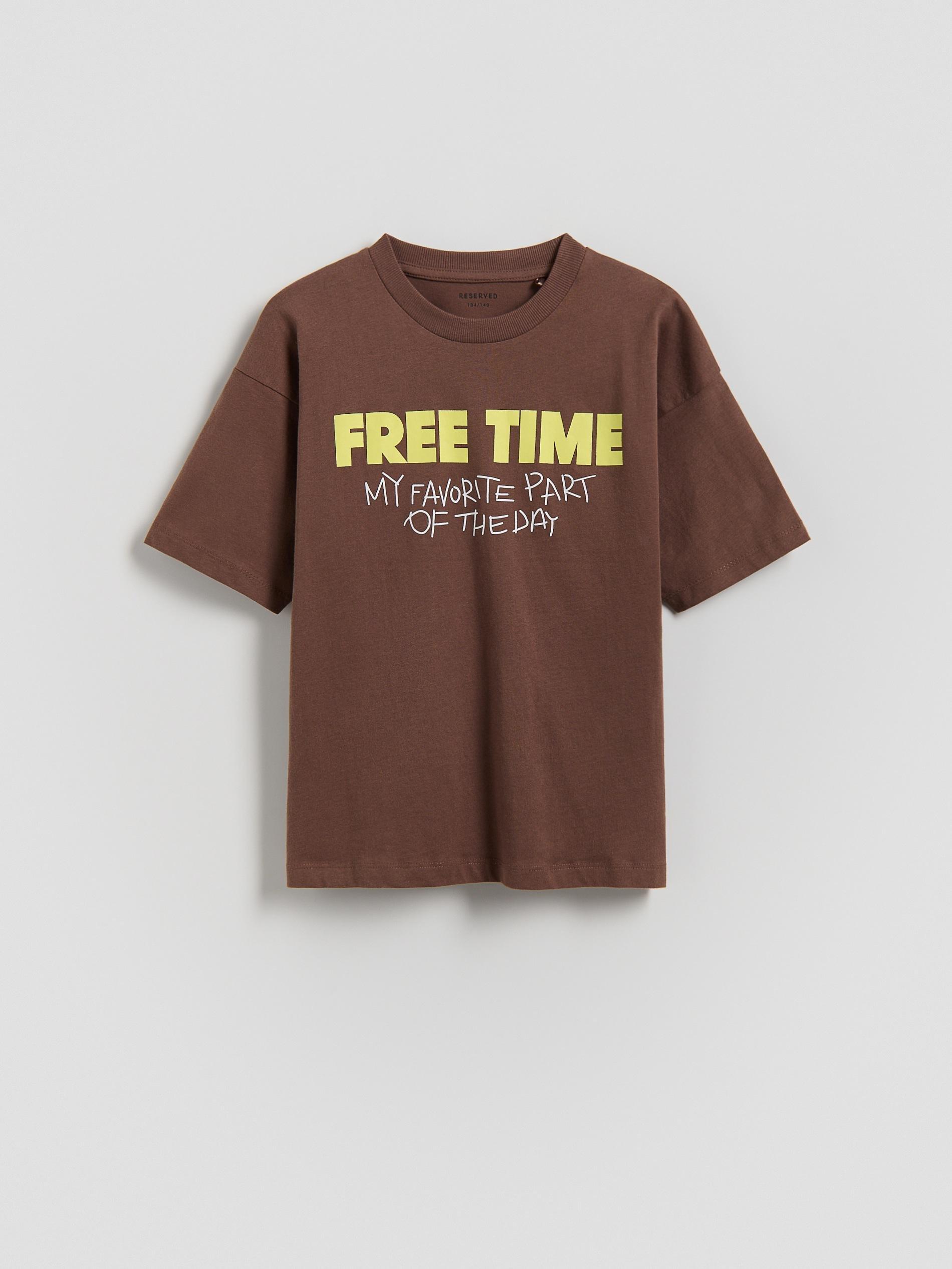 Brown T-Shirt With Print, Brown, medium
