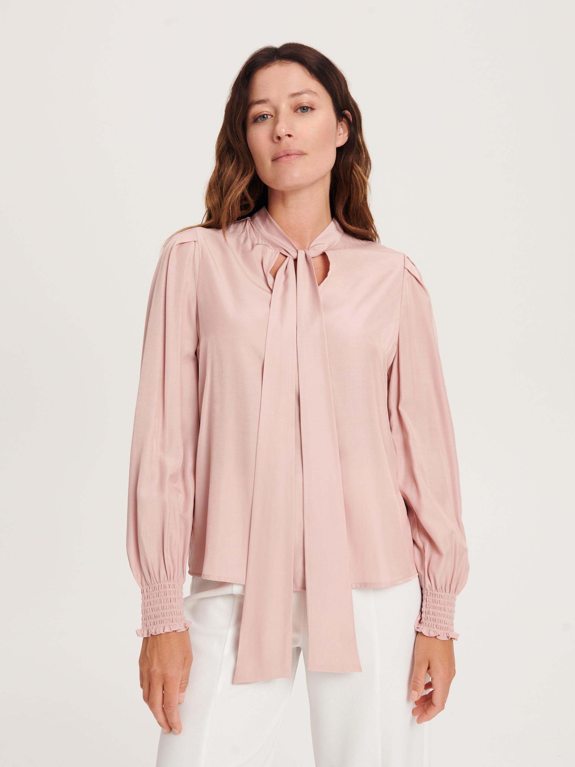 Pink Tie Detail Blouse, Pink, large image number 1
