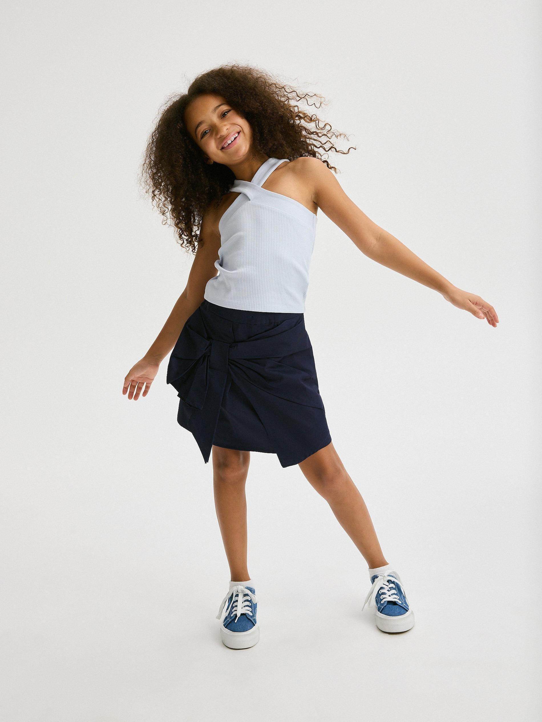 Blue Shoulder Straps Top, Kids Girls, , large image number 4