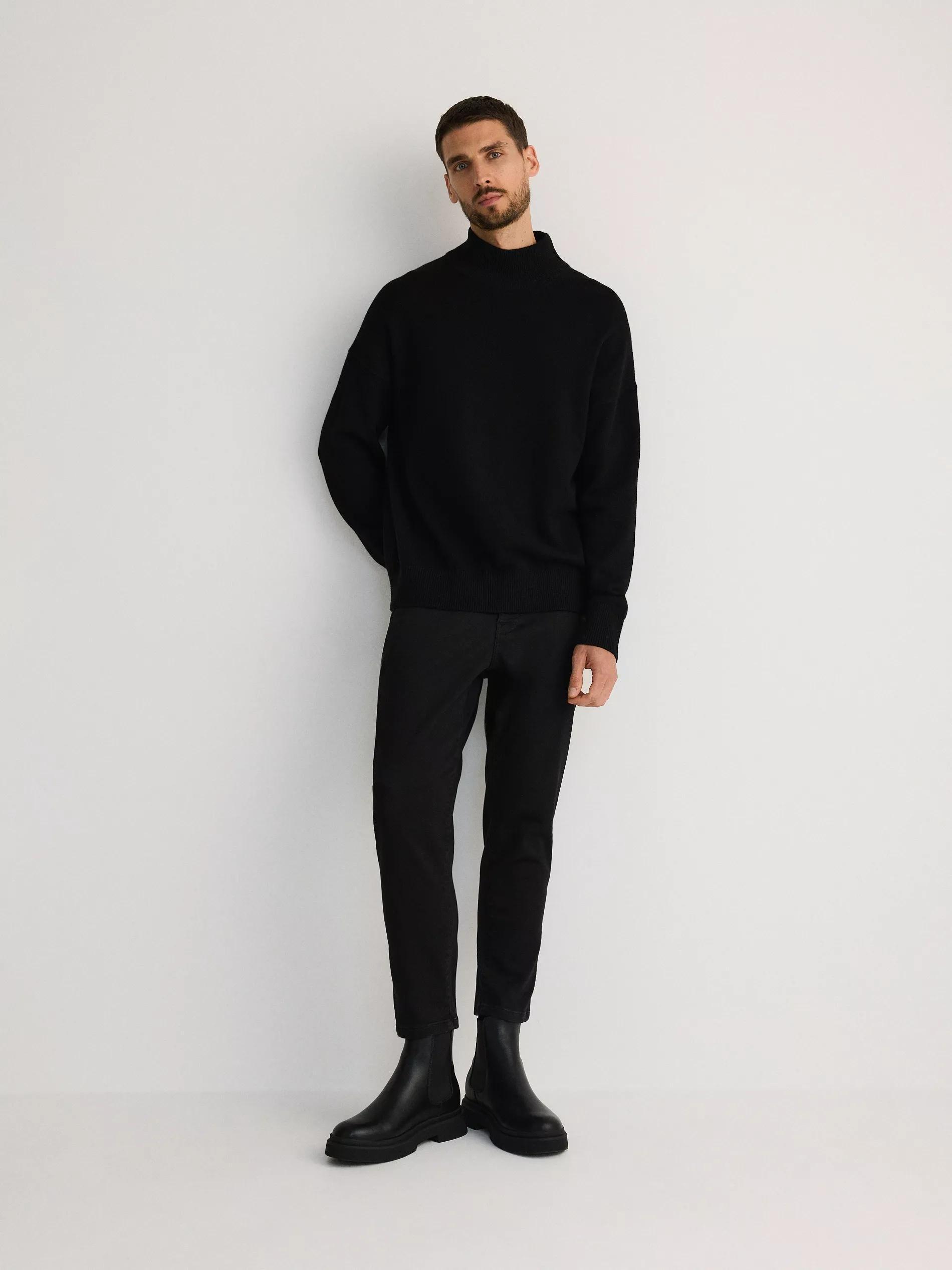 Black Carrot Jeans With Wash Effect, Black, large image number 1