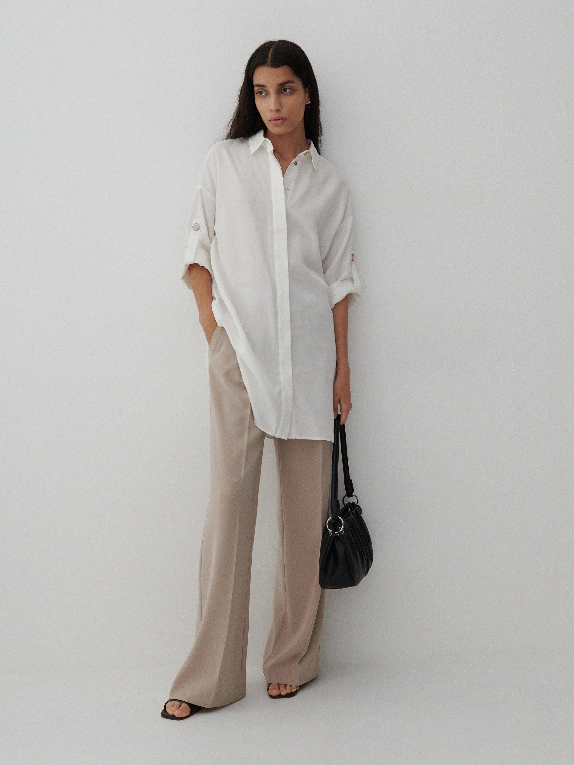 Cream Tencel Lyocell Shirt, Women, , large image number 0