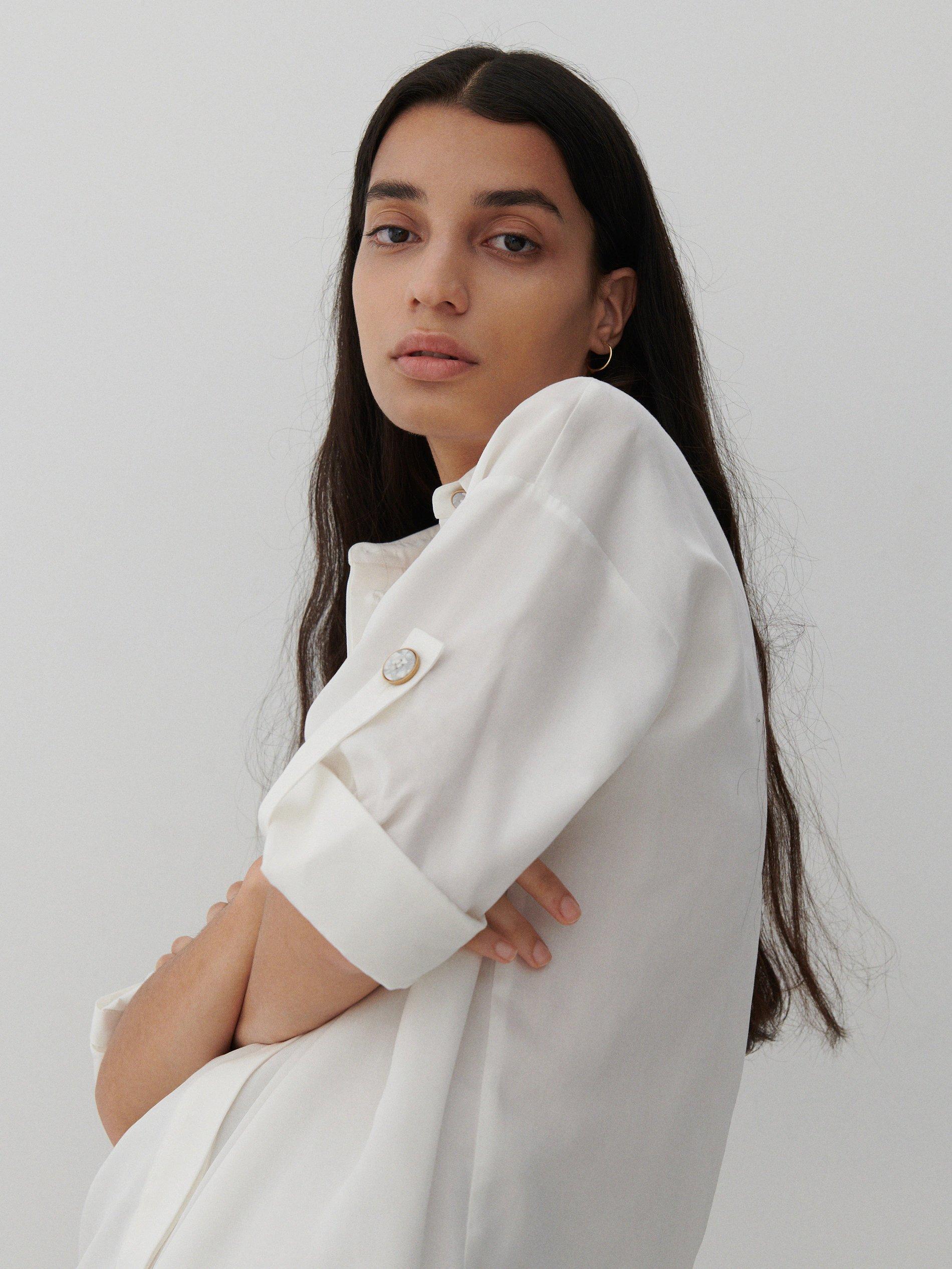 Cream Tencel Lyocell Shirt, Women, , large image number 1