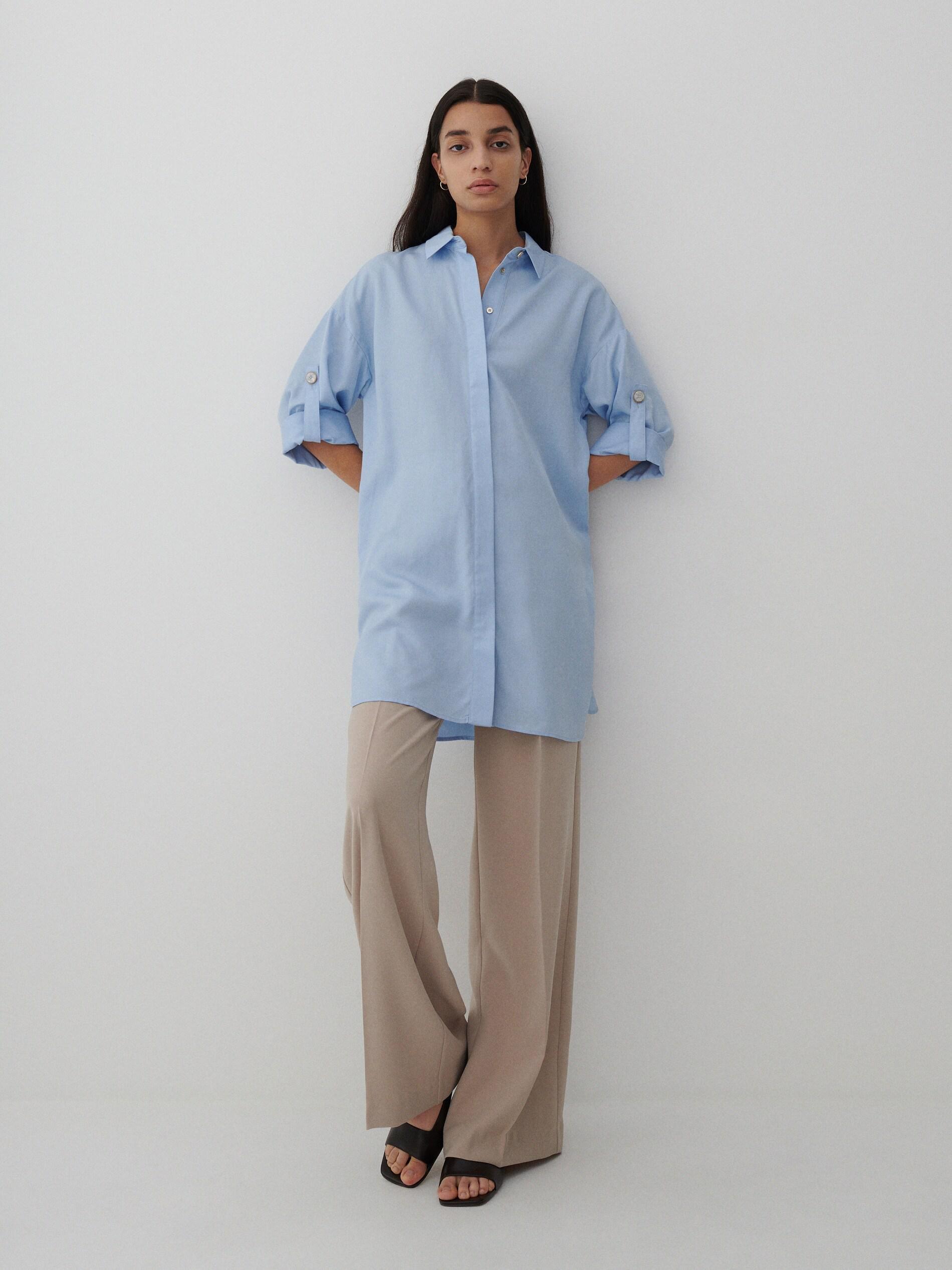 Light Blue Tencel Lyocell Shirt, Women, , large image number 0