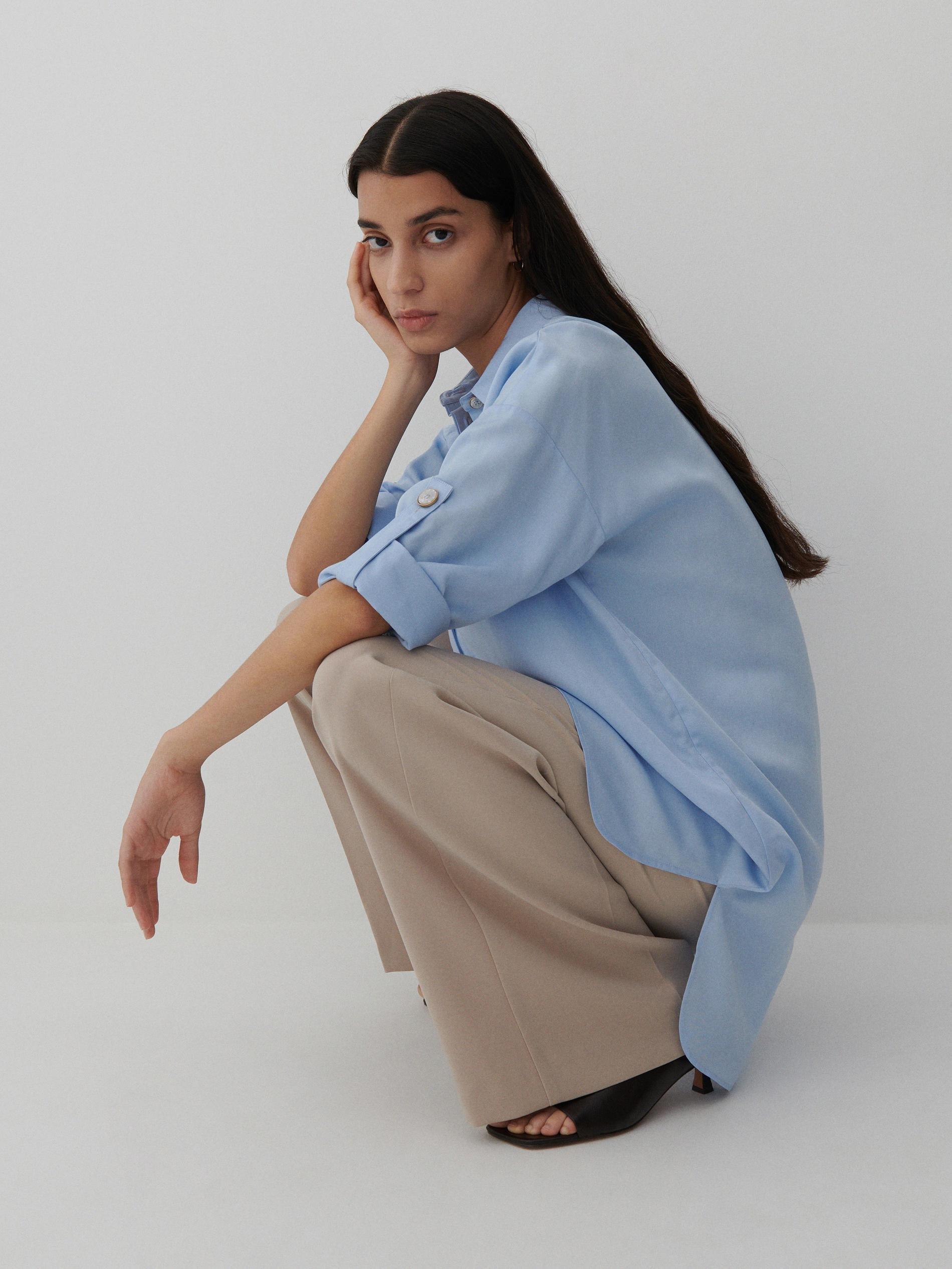 Light Blue Tencel Lyocell Shirt, Women, , large image number 1