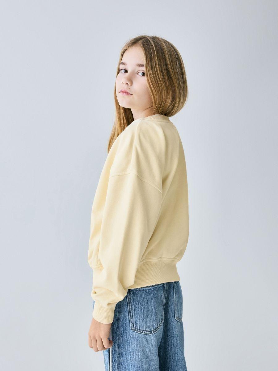 Yellow Printed Sweatshirt, Ivory, large image number 1