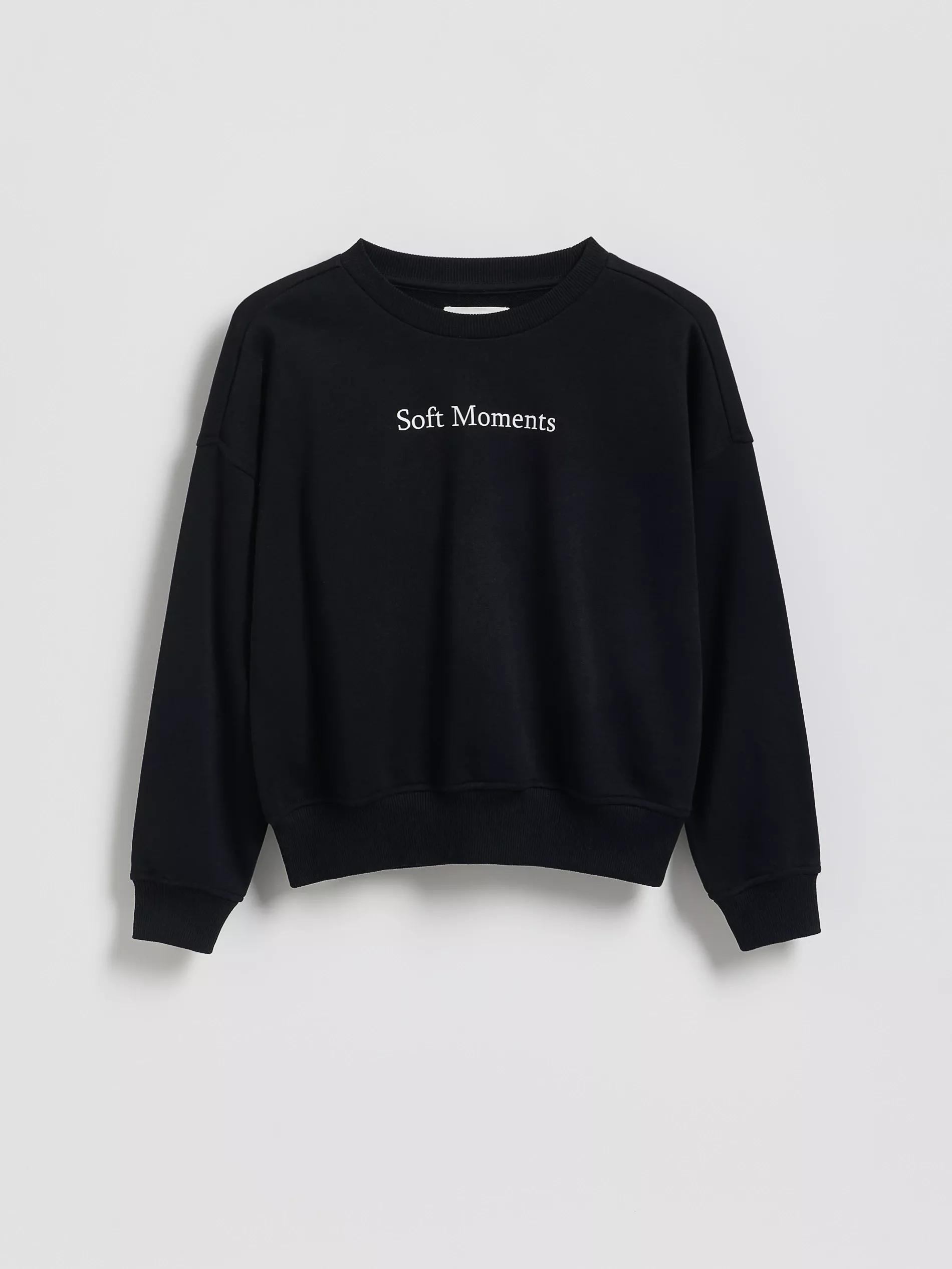 Black Sweatshirt With Print, Black, large image number 0