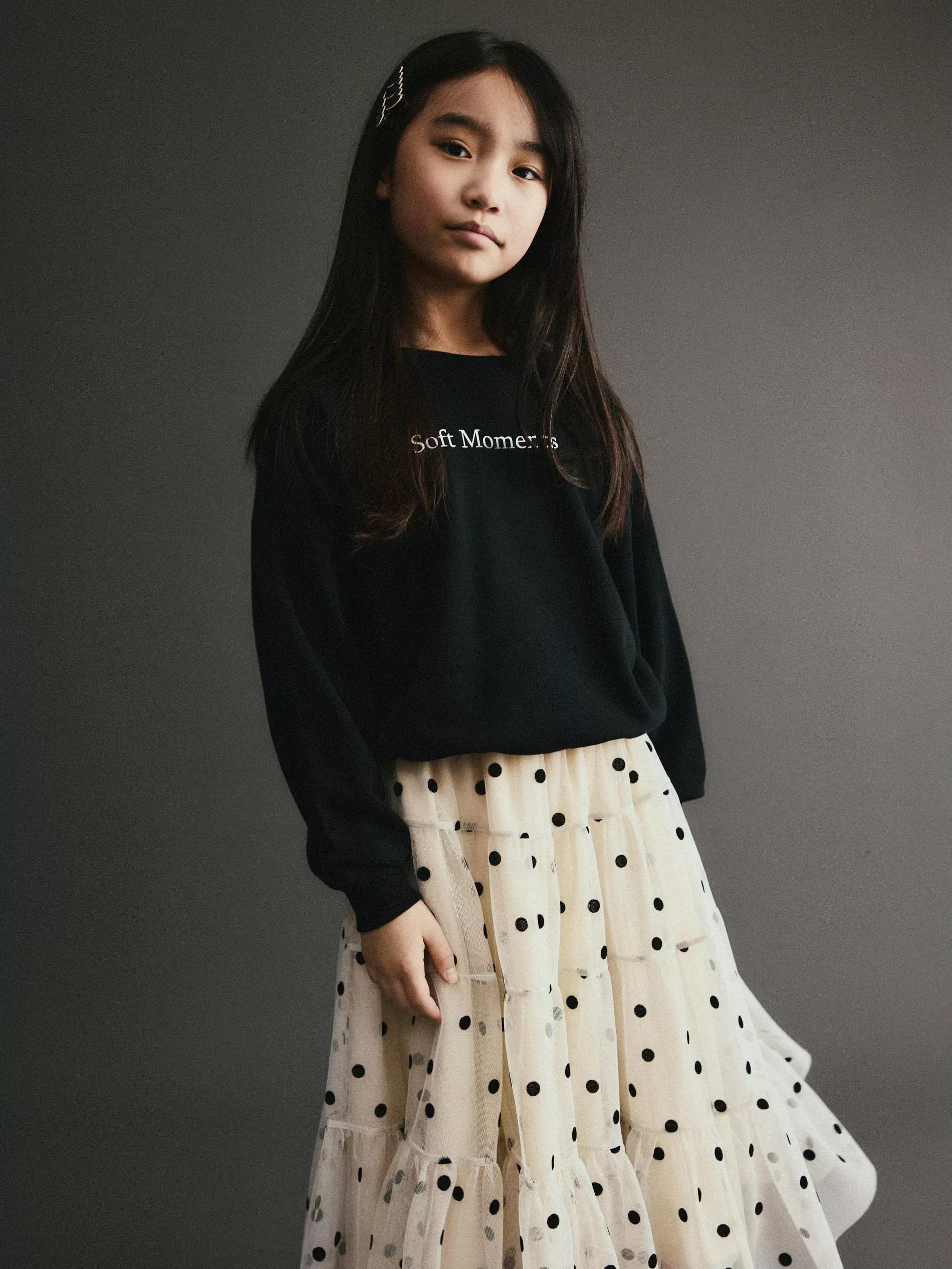 Black Sweatshirt With Print, Black, medium