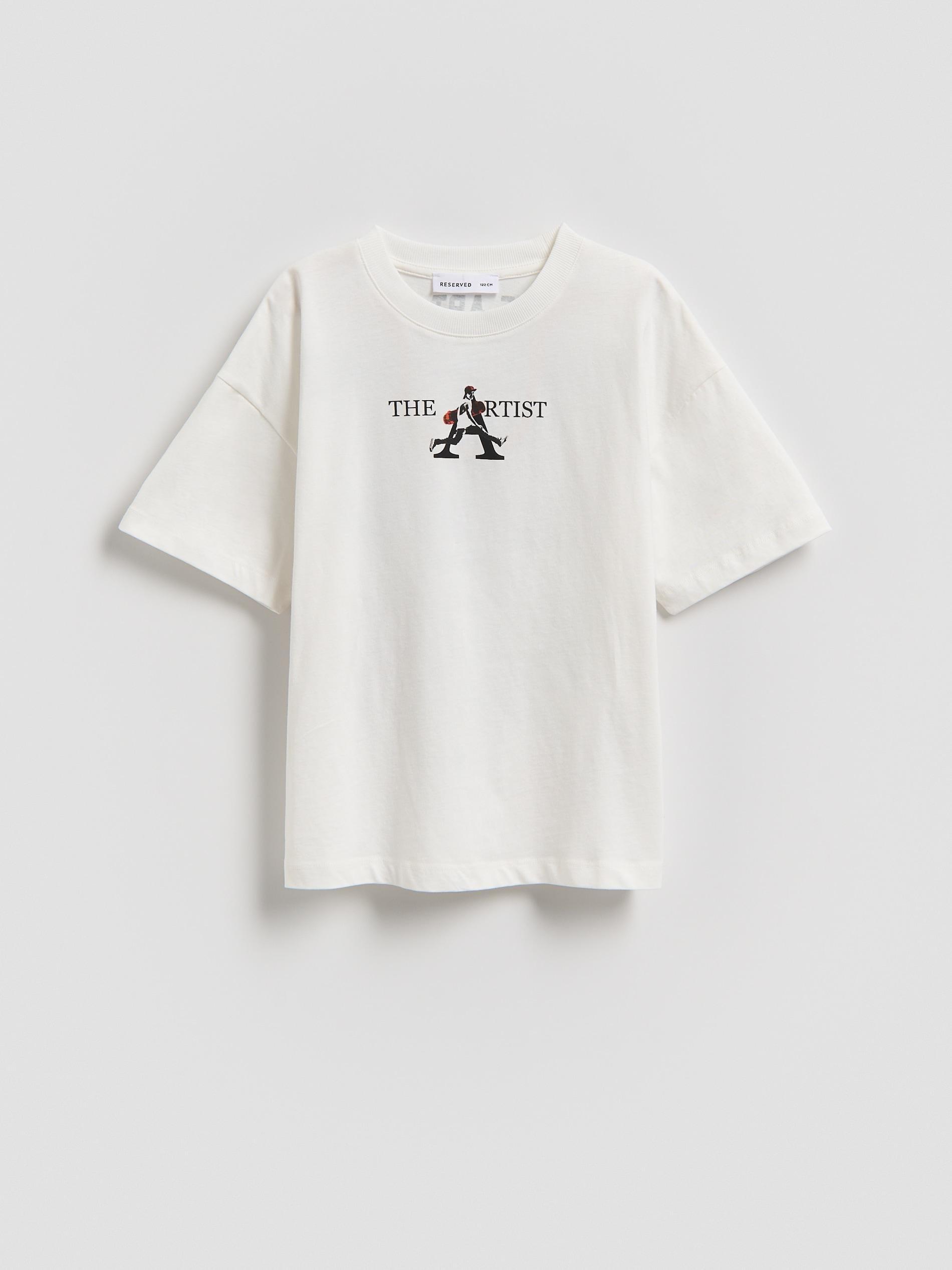 White T-Shirt With Print, White, large image number 0