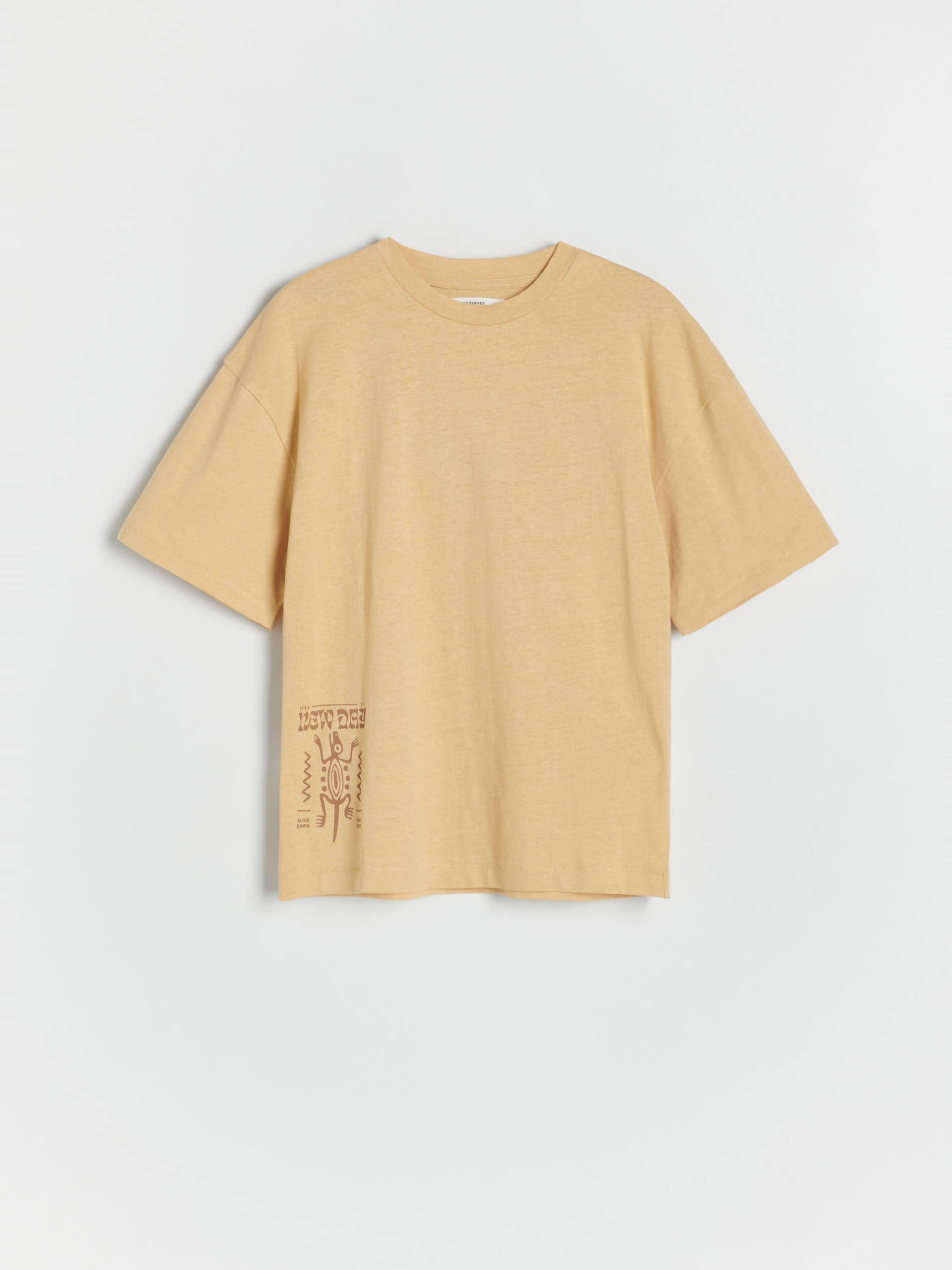Beige Linen Blend T-Shirt, Kids Boys, , large image number 1