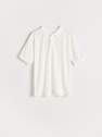 Reserved - Ivory Patterned Cotton Polo Shirt