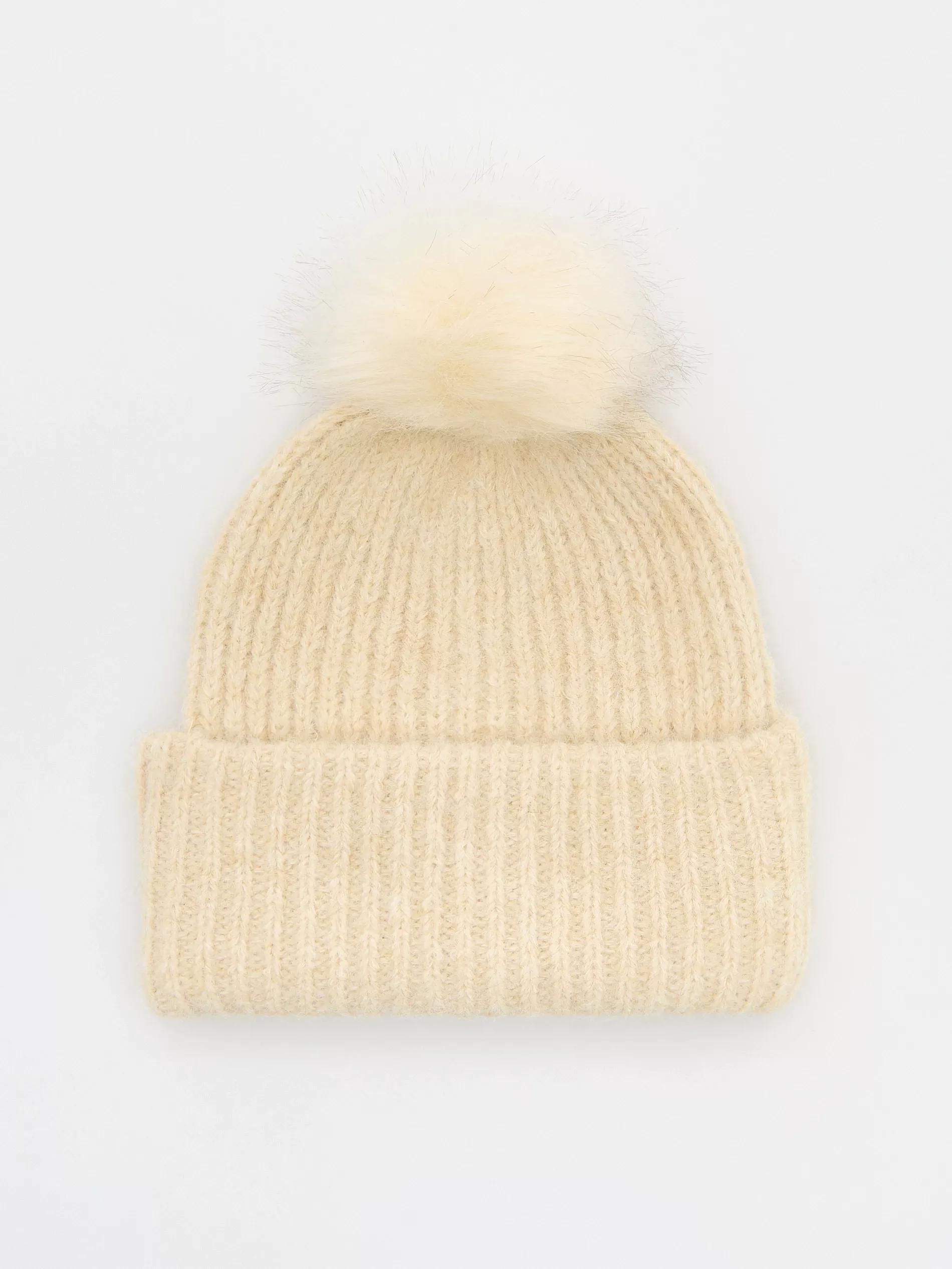 Cream Detailed Beanie, Ivory, large image number 1