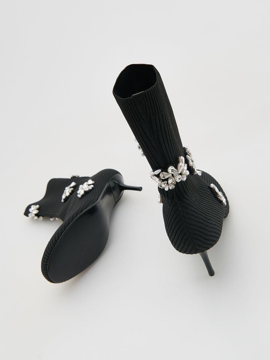 Black Ankle Boots, Black, medium