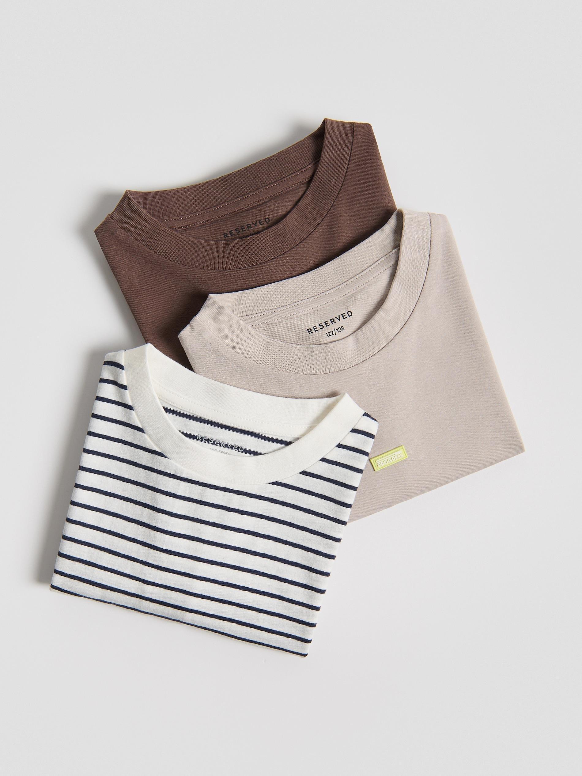 Cream Cotton T-Shirt 3 Pack, Ivory, large image number 0