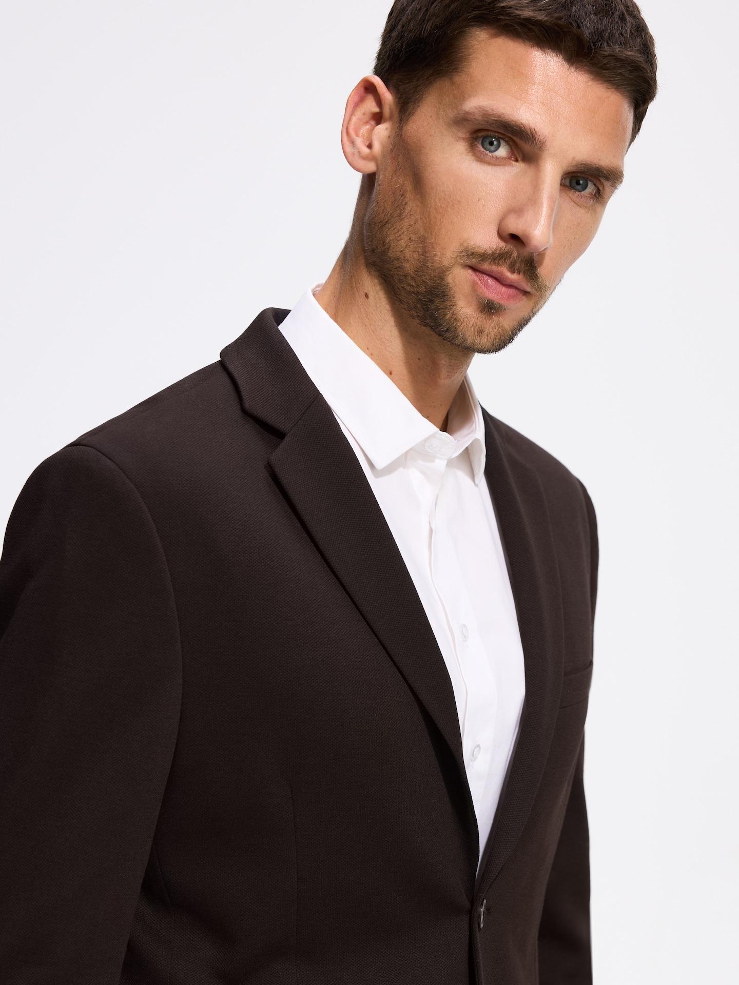 Brown Slim Fit Blazer With Viscose, Brown, medium