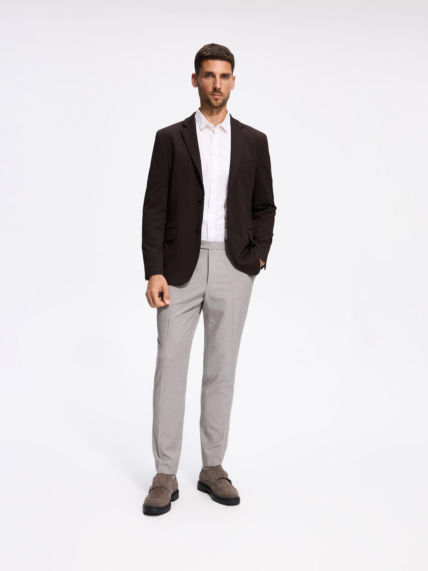 Brown Slim Fit Blazer With Viscose, Brown, medium