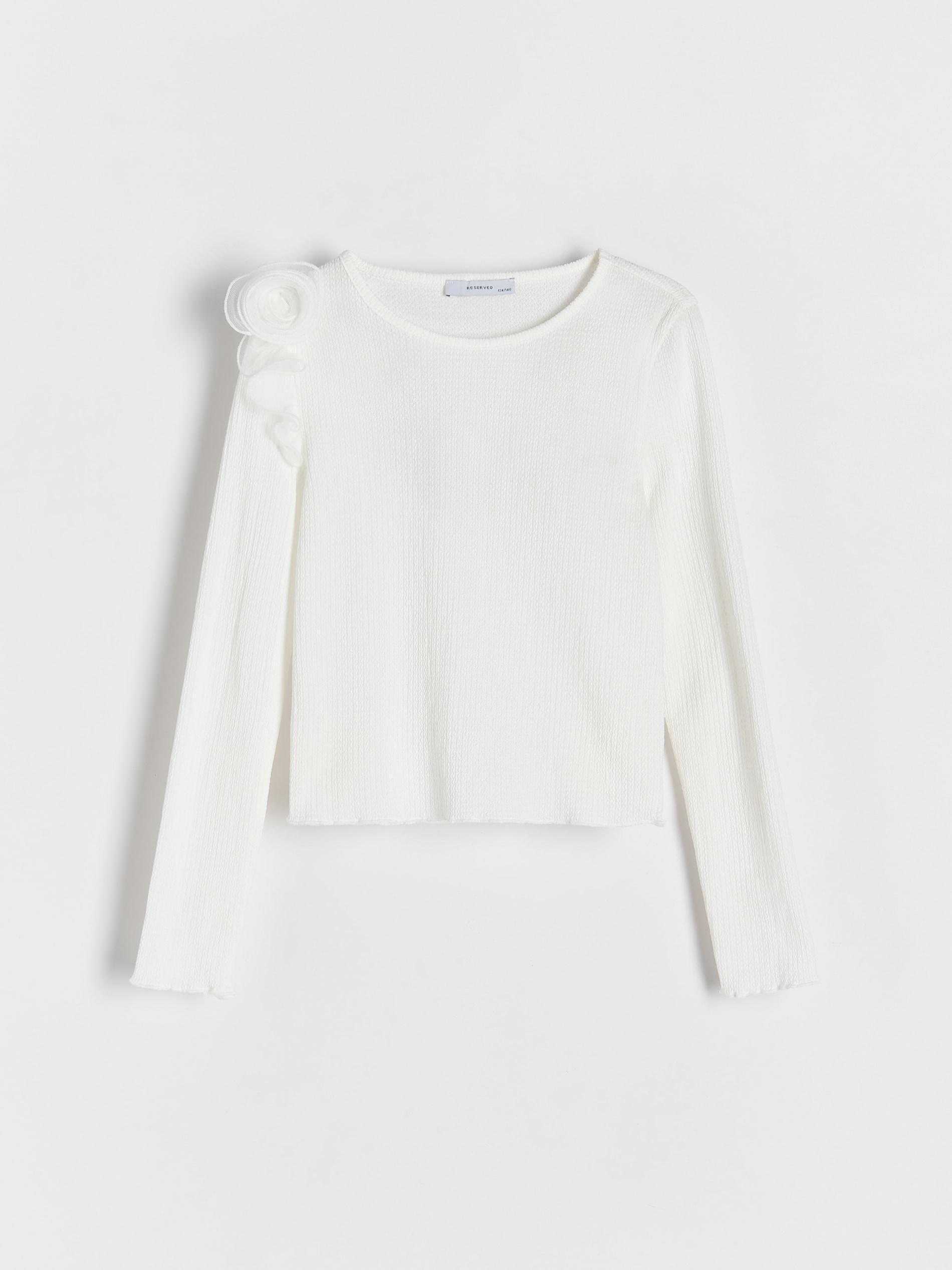 Cream Structured Long Sleeve Blouse, Kids Girls, , large image number 2