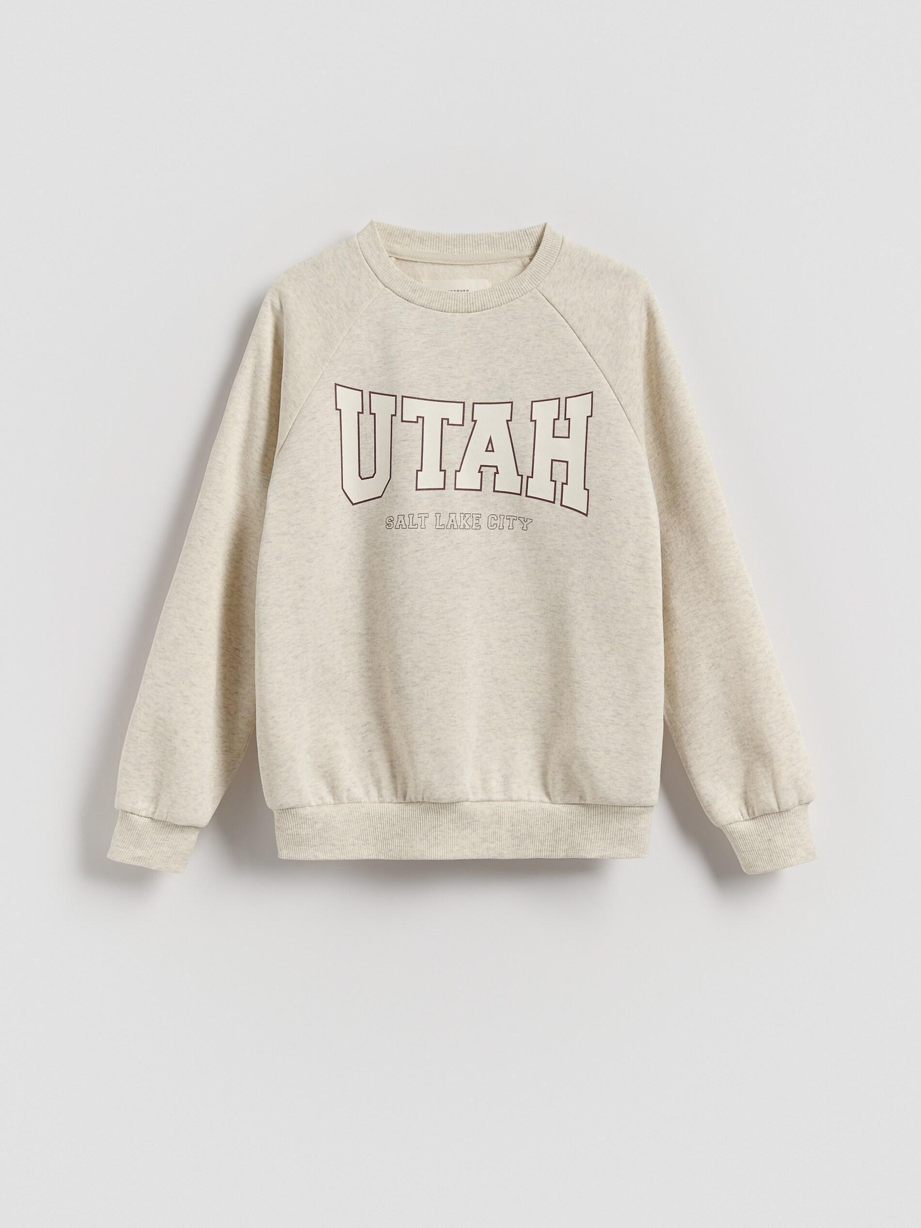 Beige Letter Print Sweatshirt, Beige, medium