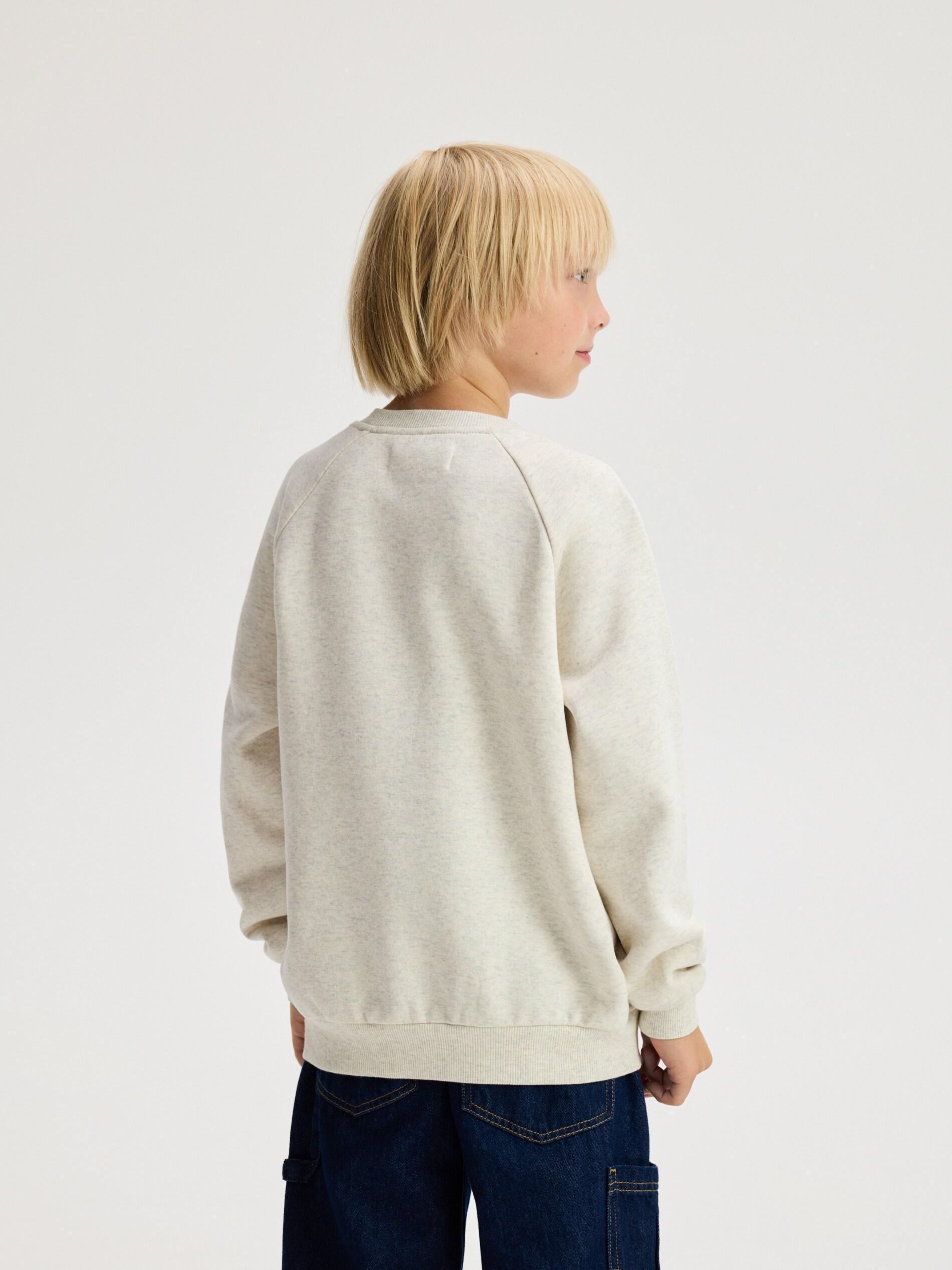 Beige Letter Print Sweatshirt, Beige, large image number 4