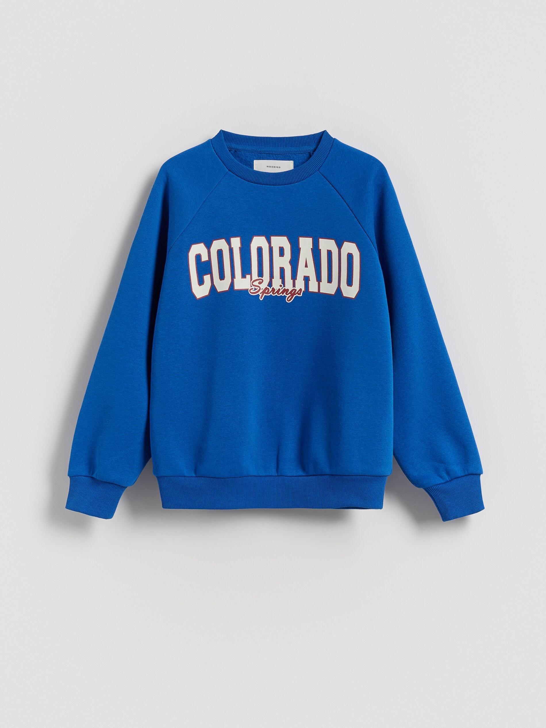 Blue Letter Print Sweatshirt, Blue, medium