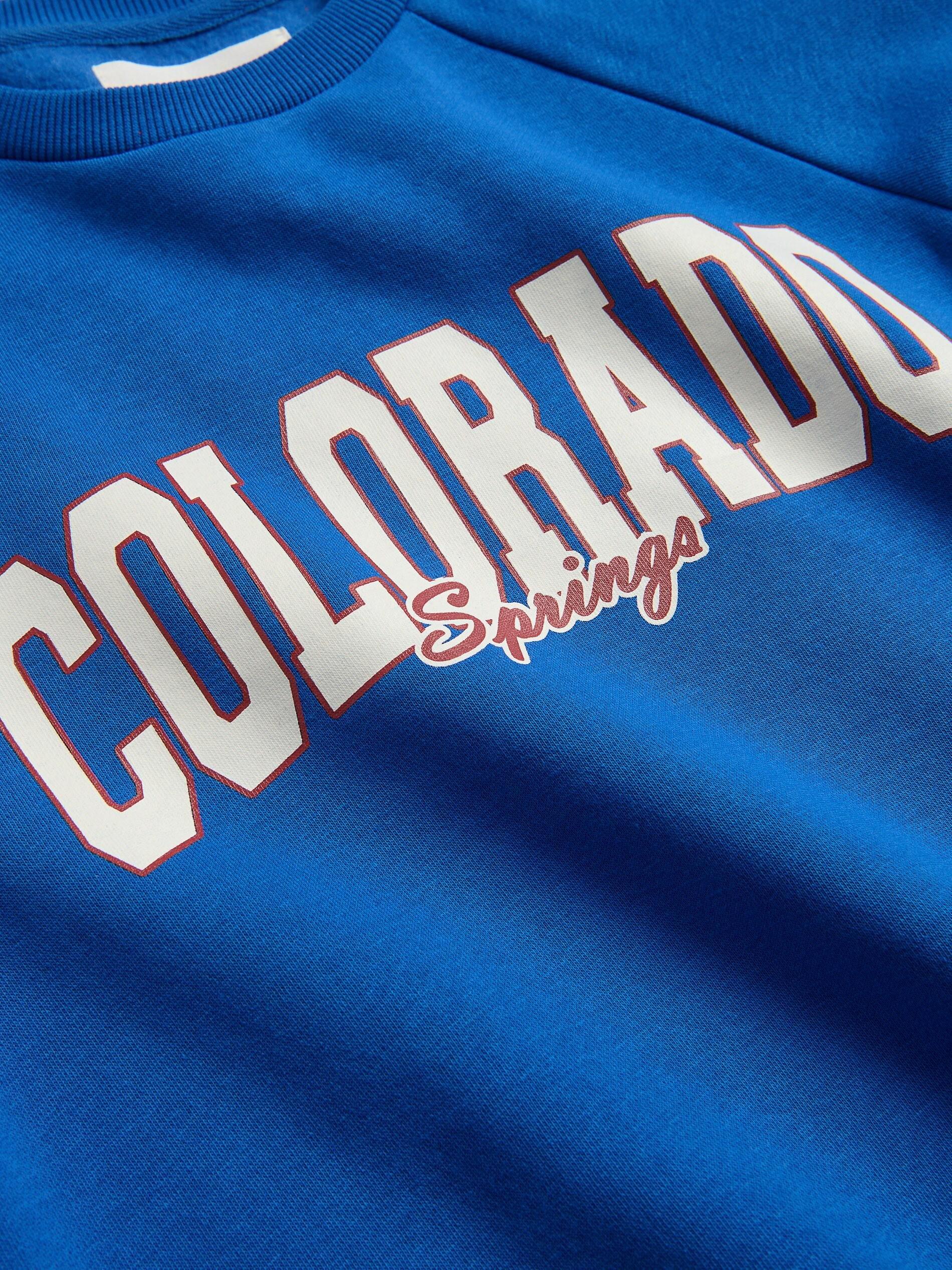 Blue Letter Print Sweatshirt, Blue, medium