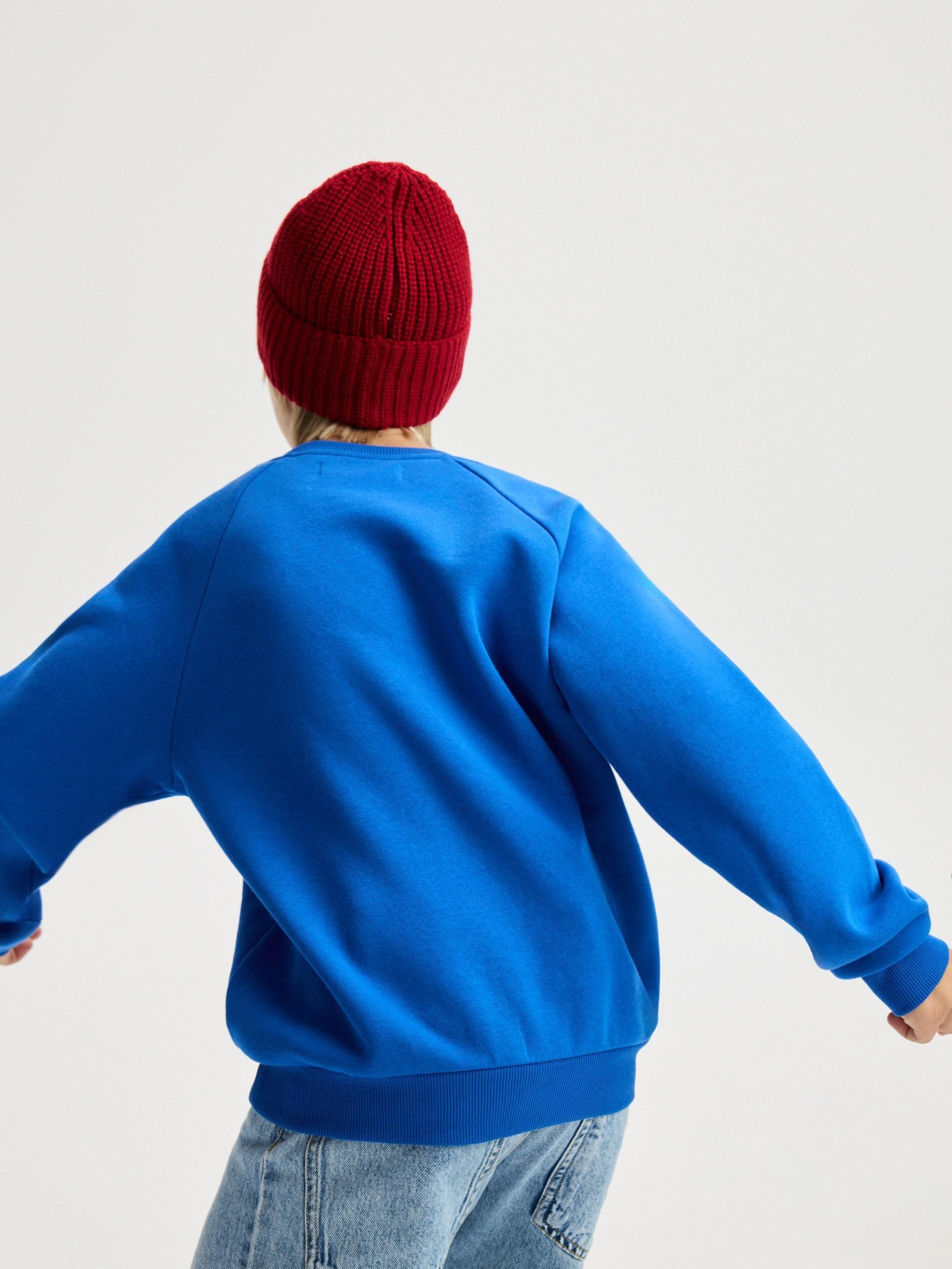 Blue Letter Print Sweatshirt, Blue, large image number 3