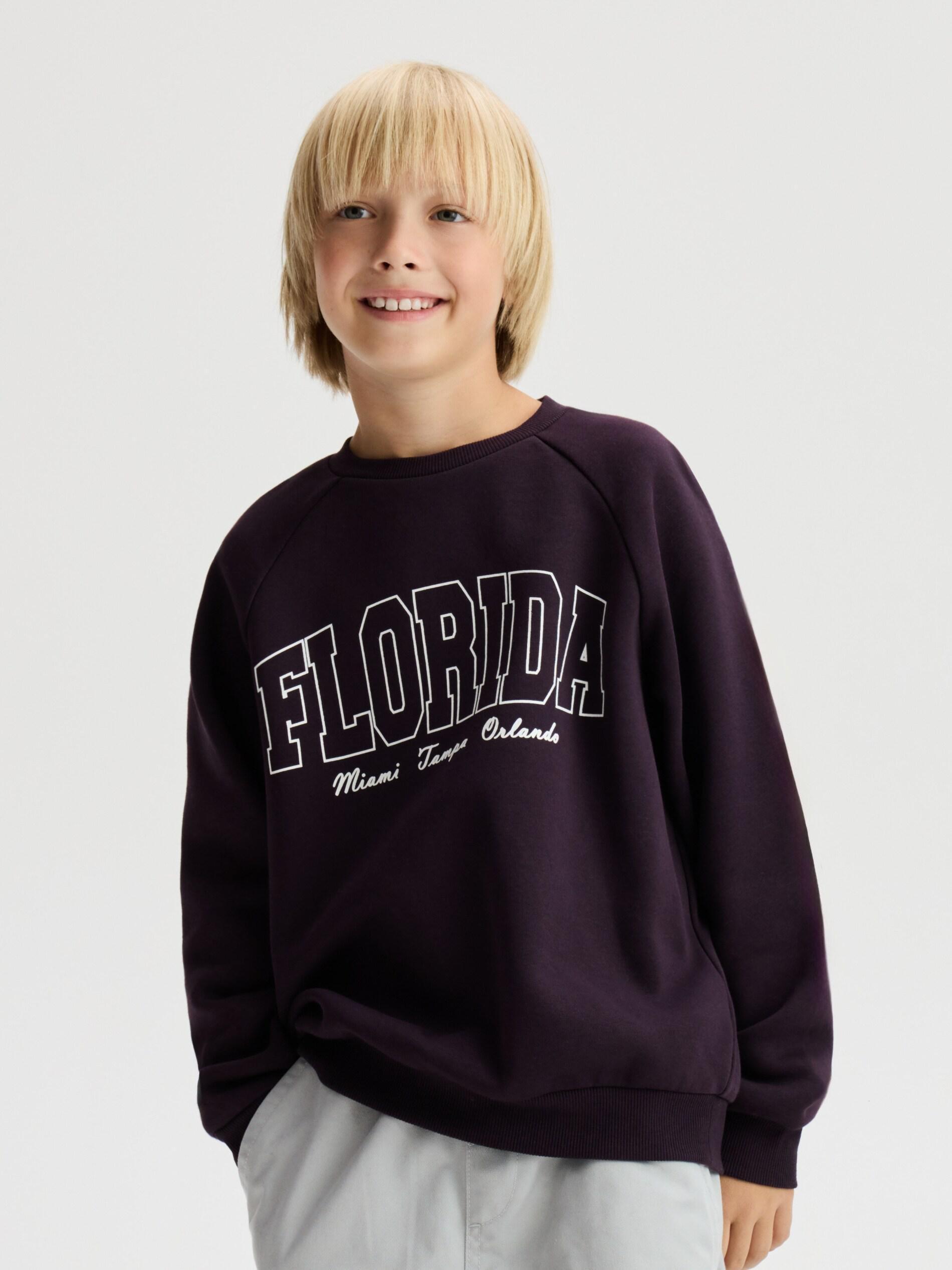 Maroon Letter Print Sweatshirt, Burgundy, medium