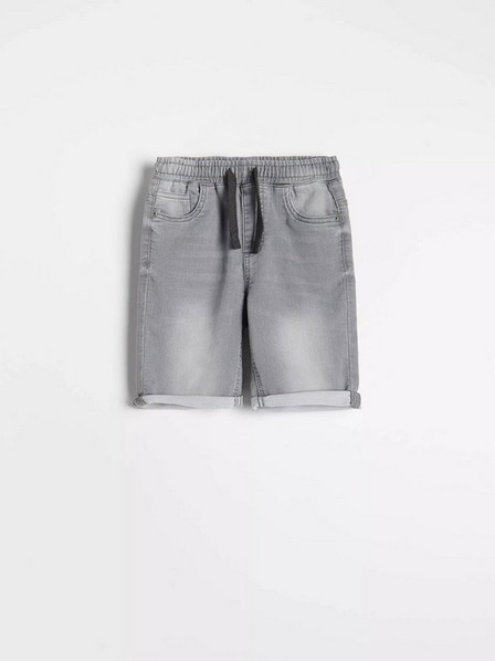 Reserved - Grey Wash Effect Denim Shorts