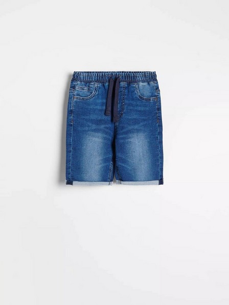 Reserved - Blue Denim Shorts With Wash Effect, Kids Boys