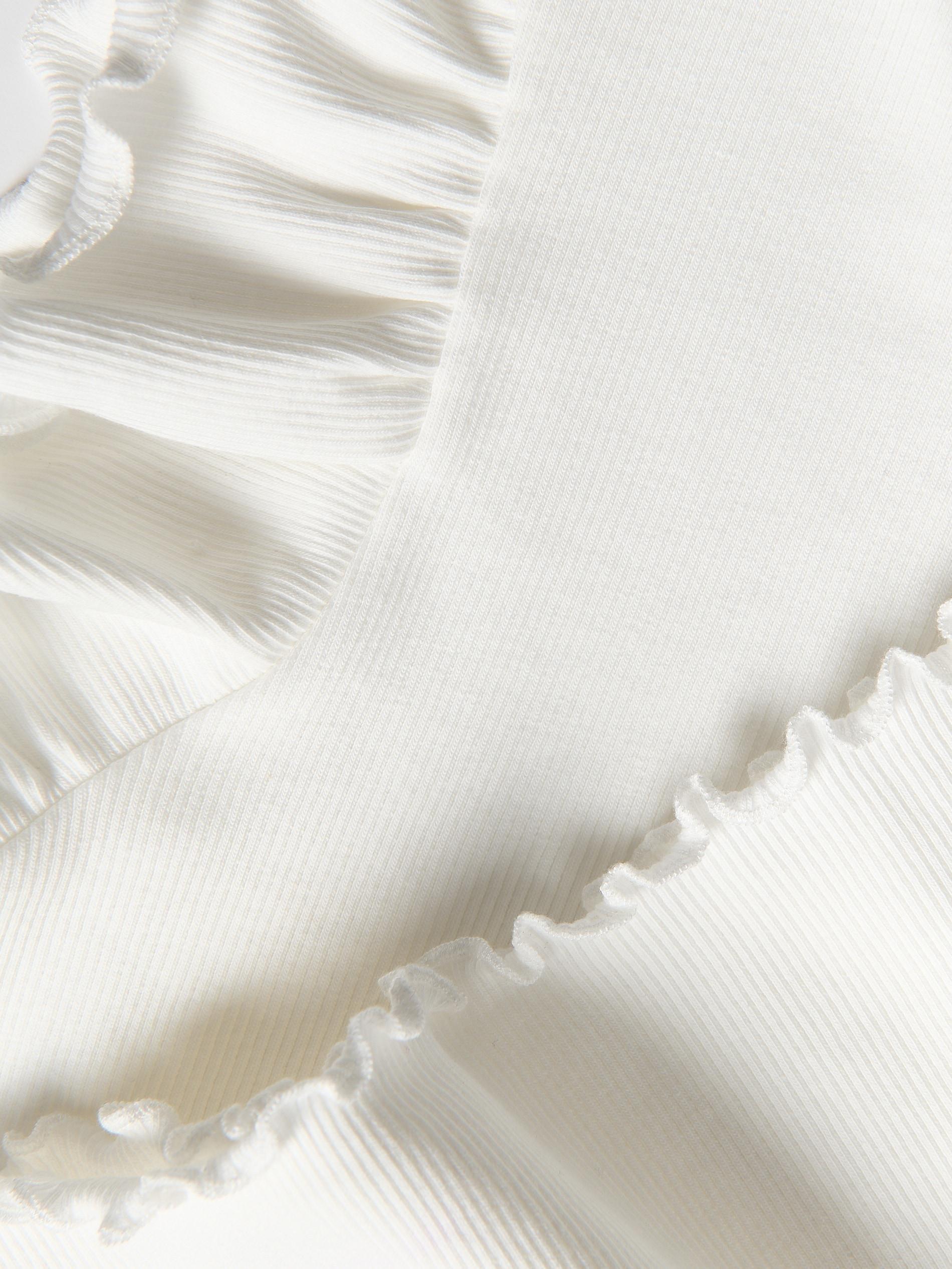 Cream Rib Knit T-Shirt With Ruffle Sleeves, , large image number 1