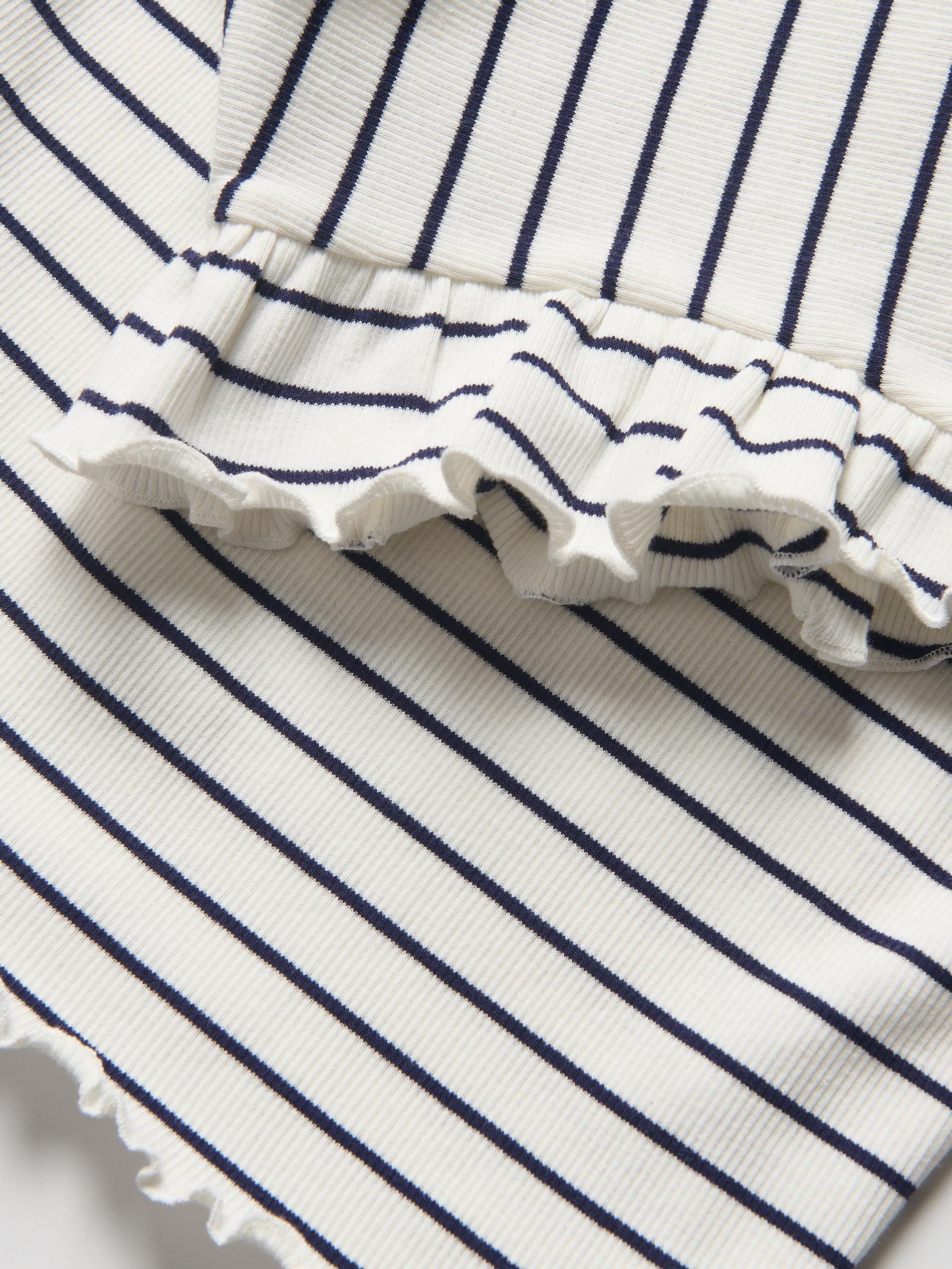 Multicolour Rib Knit T-Shirt With Ruffle Sleeves, Multicolor, medium