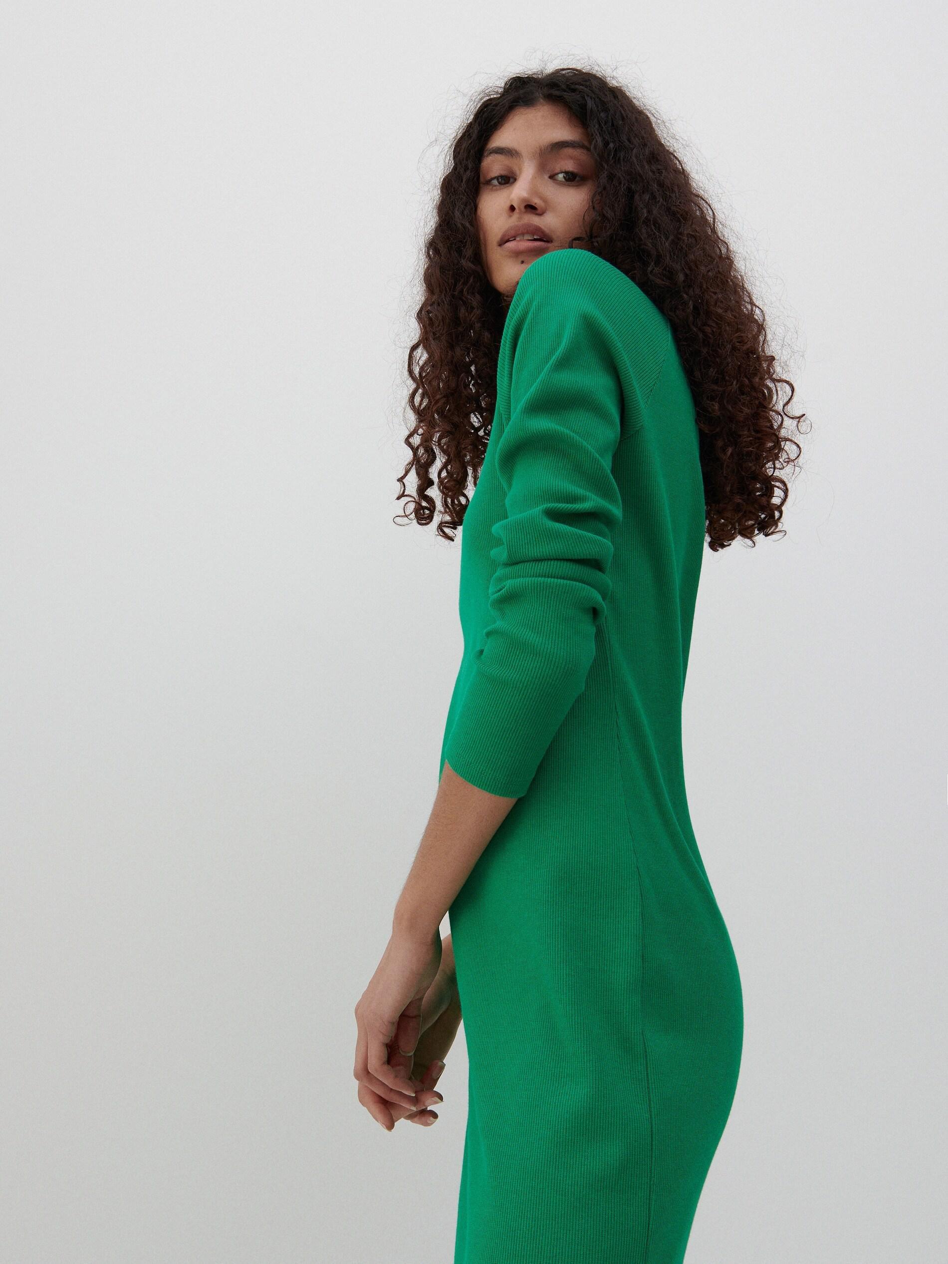 Fresh Green Ribbed Dress, Women, , large image number 1