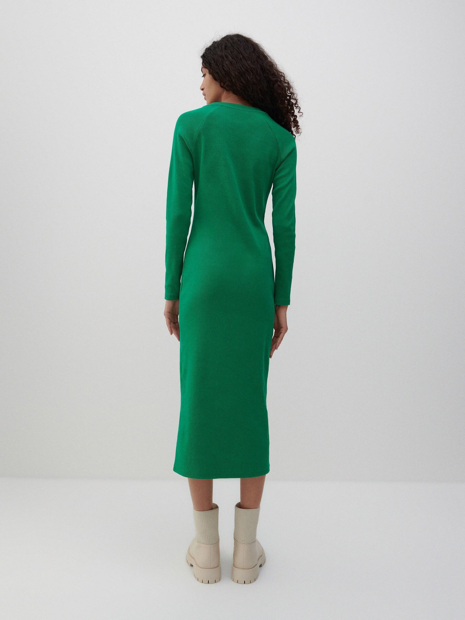 Fresh Green Ribbed Dress, Women, , large image number 2