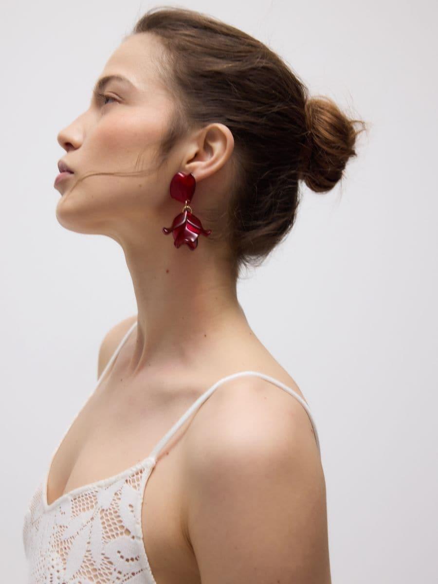 Brown Flower-Shaped Earrings, , medium