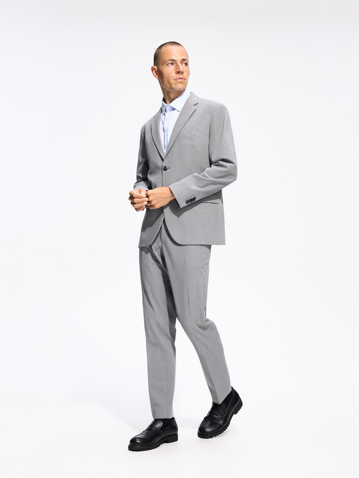 Grey Slim Fit Blazer With Viscose, Grey, medium