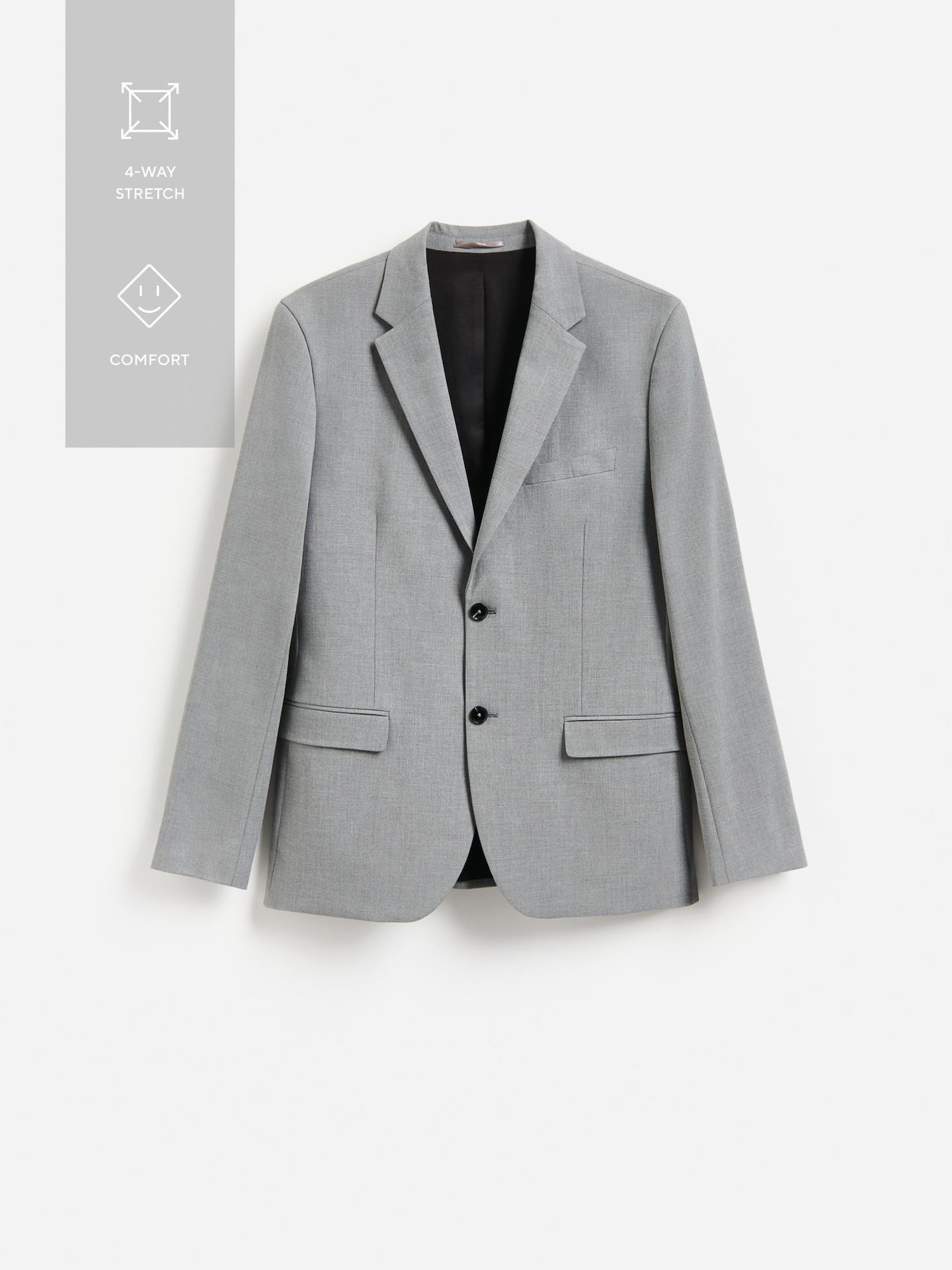 Grey Slim Fit Blazer With Viscose, Grey, large image number 6